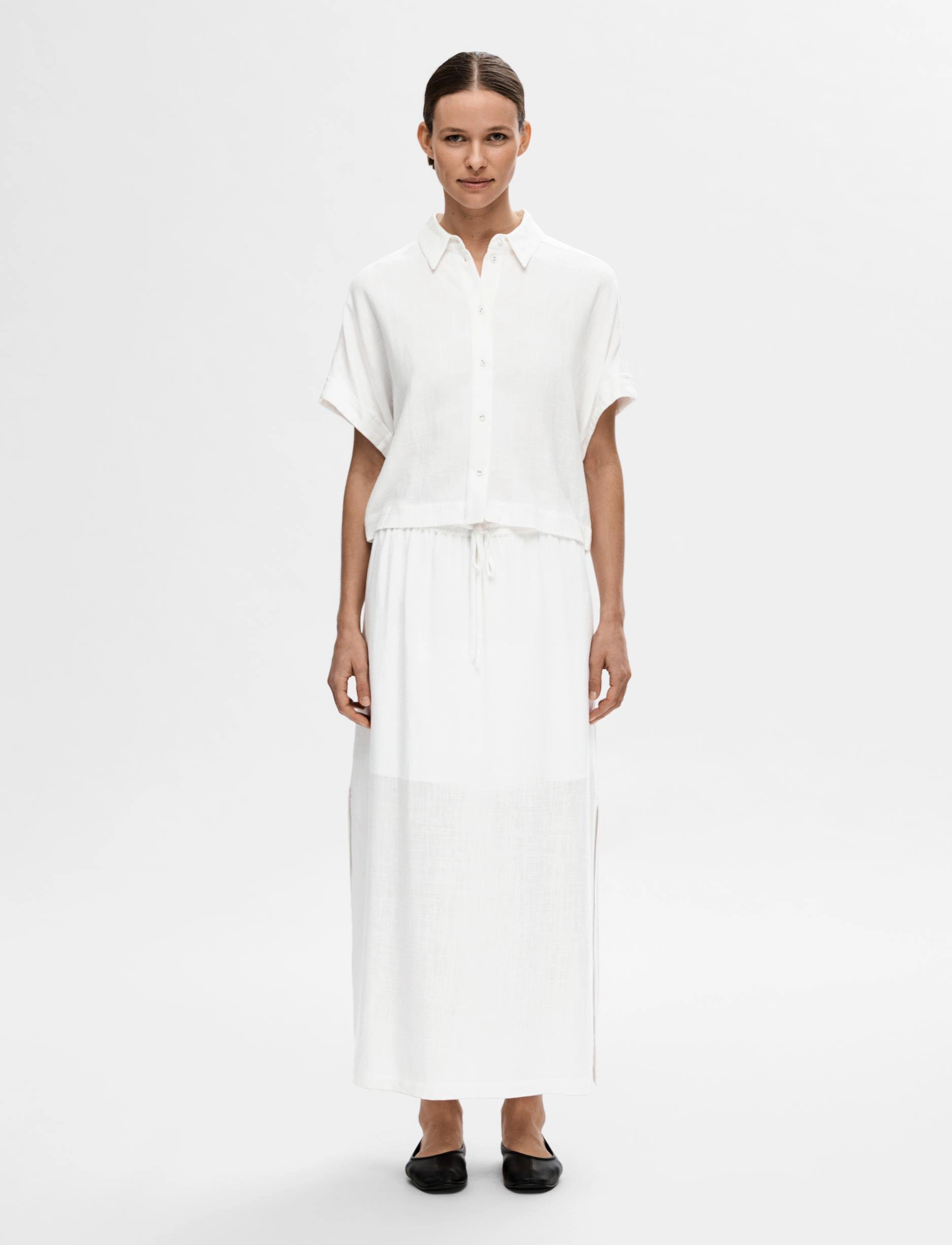 Selected - SLFVIVA HW ANKLE SKIRT NOOS - midi-röcke - snow white - 5