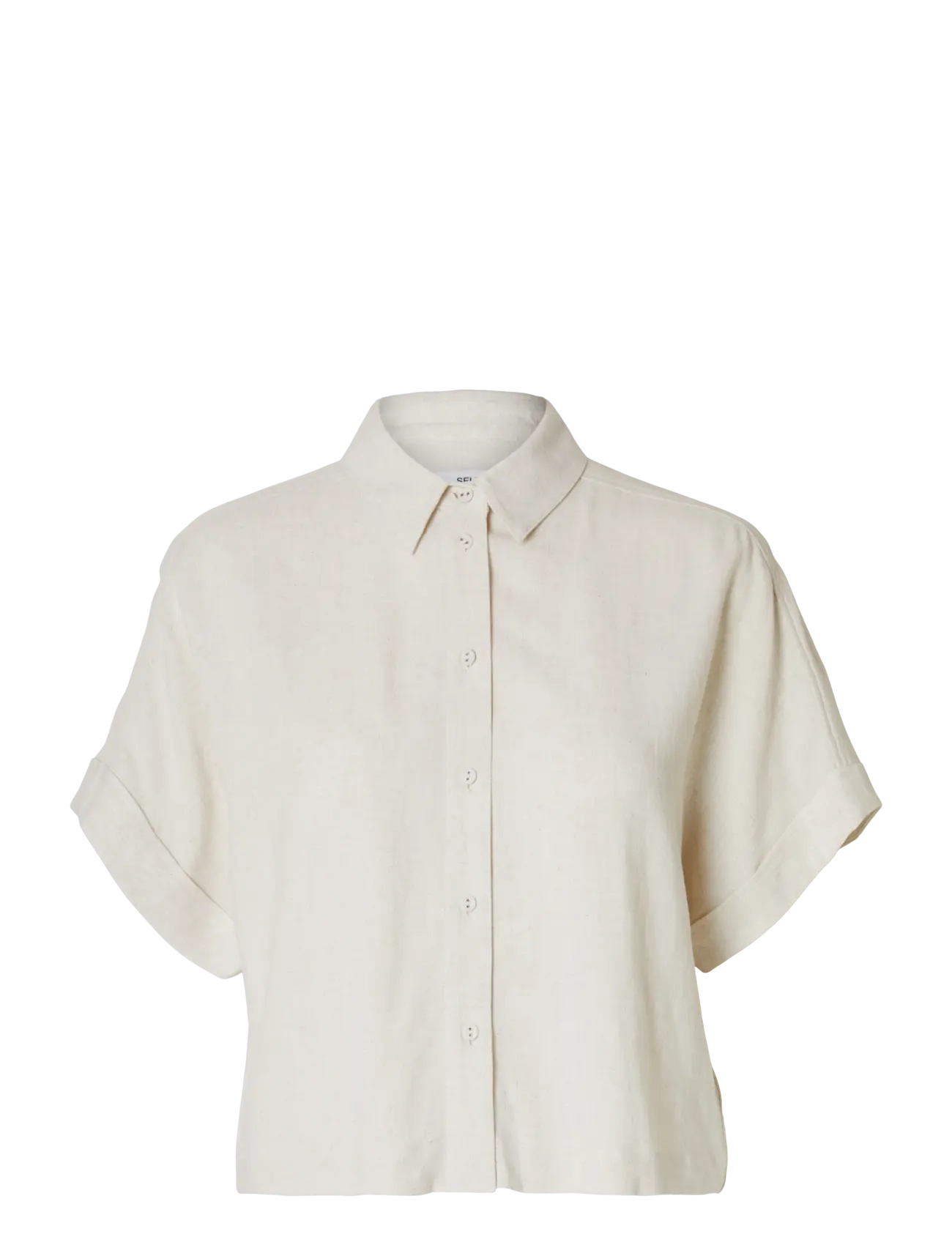 Selected SLFVIVA SS CROPPED SUN SHIRT NOOS - Vêtements - SANDSHELL / beige