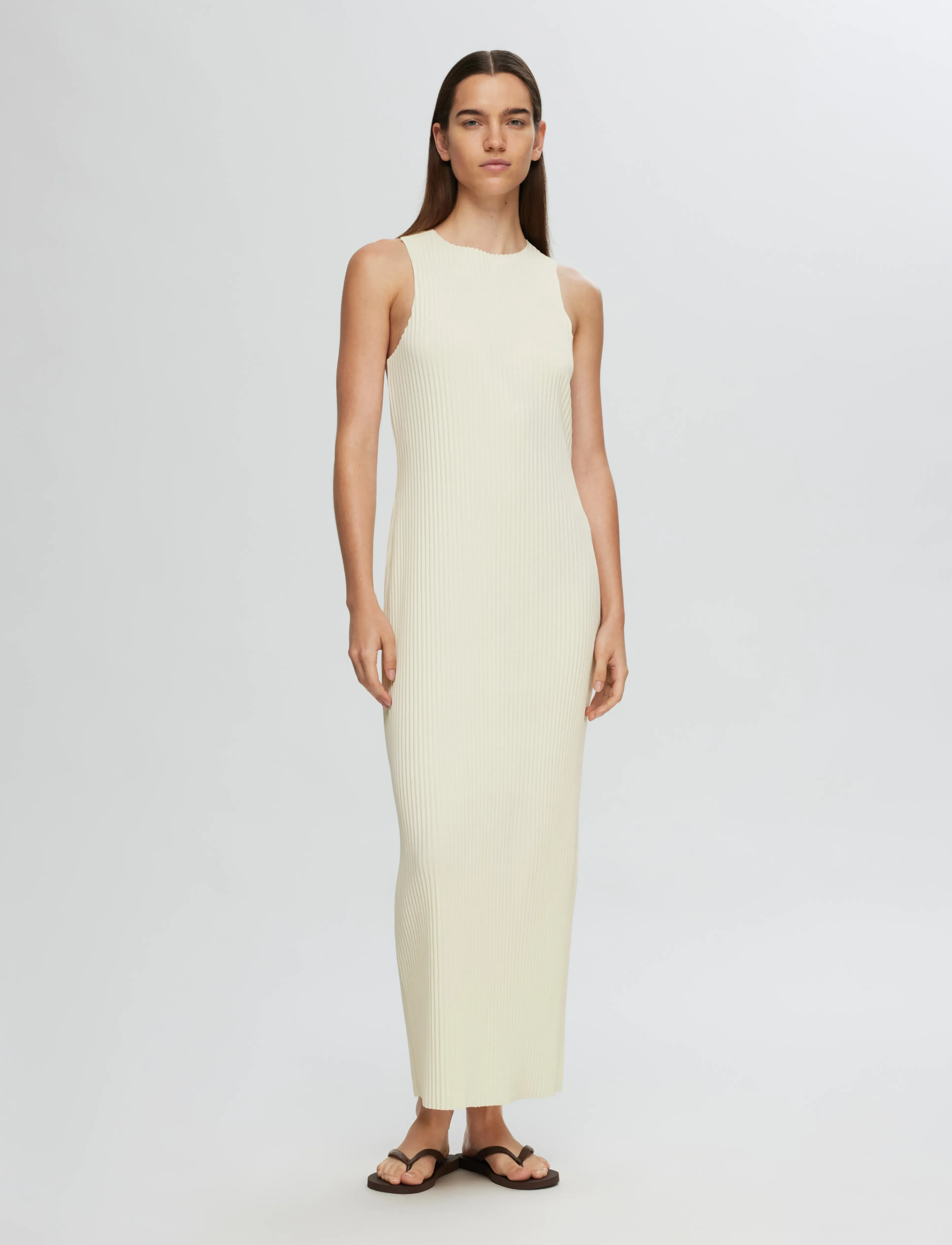 Selected SLFTENNA SILLA SL TWIST ANKLE DRESS - Fodralklänningar - BIRCH / white