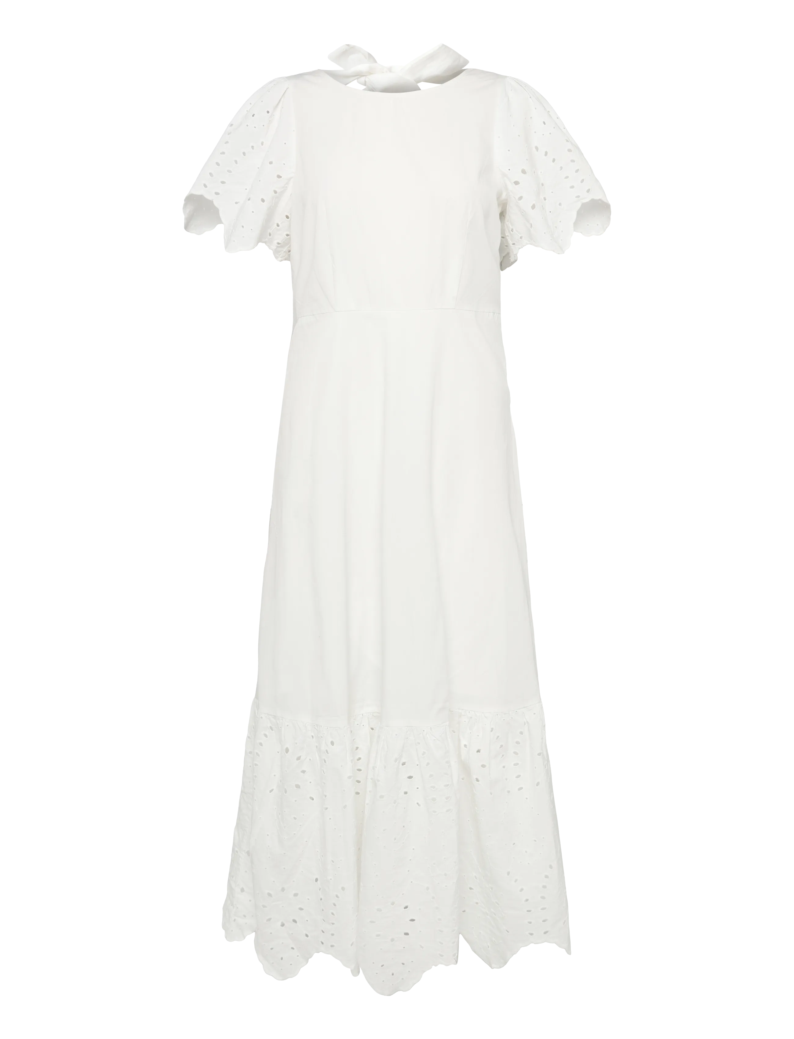 Selected SLFKELLI SS ANKLE BRODERI DRESS B - Kläder - SNOW WHITE / white