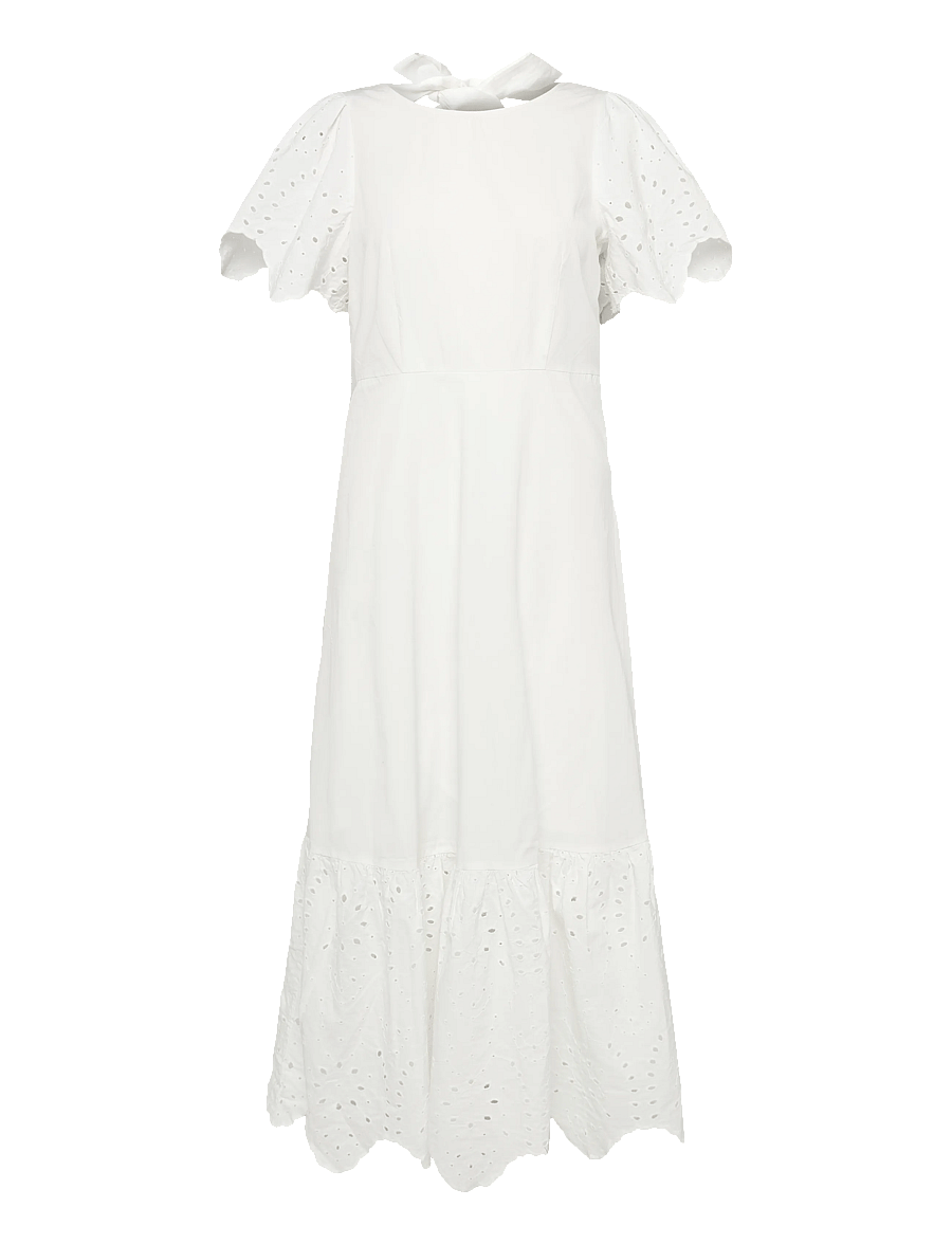 Selected - SLFKELLI SS ANKLE BRODERI DRESS B - konfirmation - snow white - 0