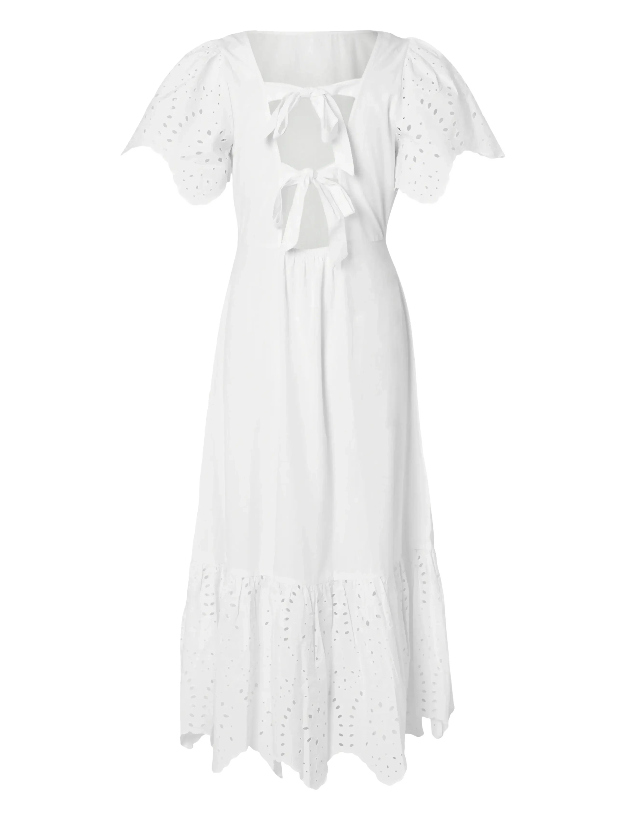 Selected - SLFKELLI SS ANKLE BRODERI DRESS B - confirmation - snow white - 1