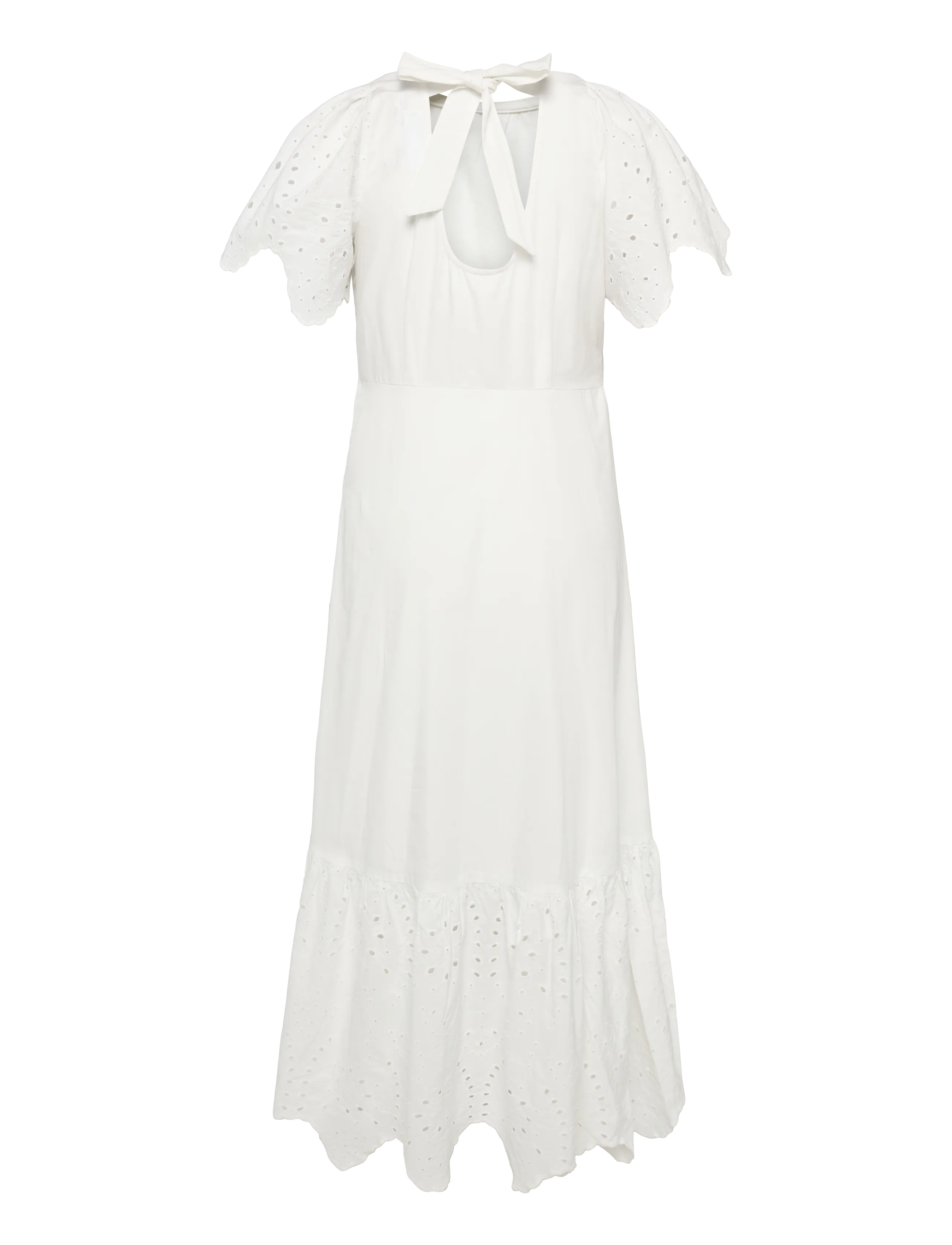 Selected - SLFKELLI SS ANKLE BRODERI DRESS B - konfirmation - snow white - 1