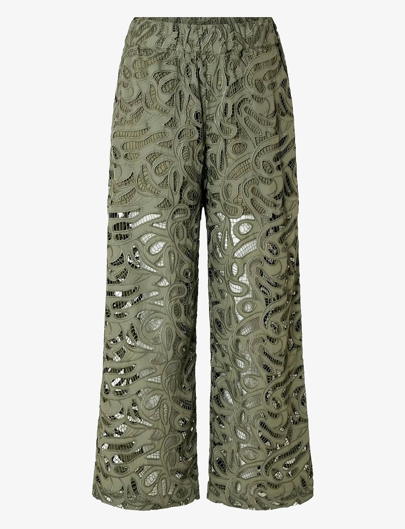 Selected - SLFALLIA HW BRODERI PANT B - culottes - olivine - 0
