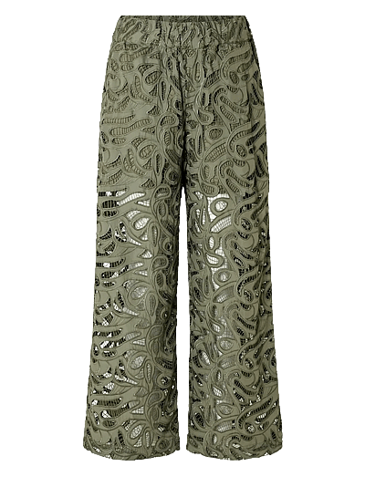 Selected SLFALLIA HW BRODERI PANT B - Byxor - OLIVINE / khaki/green