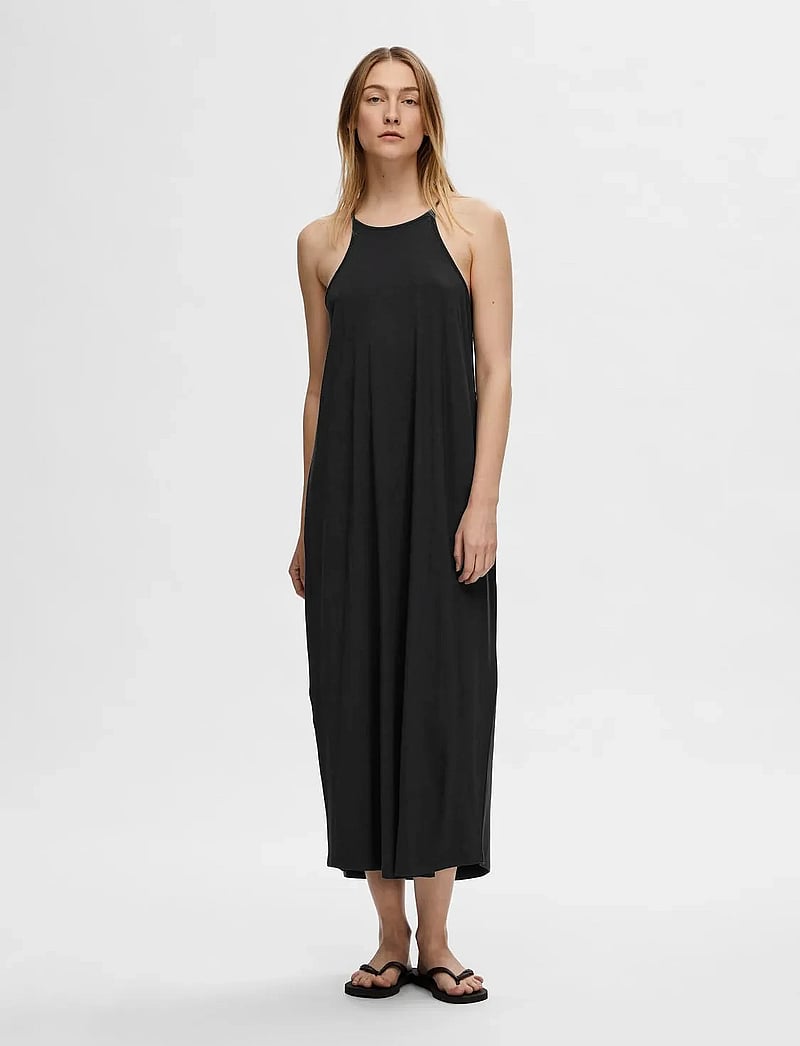 Selected - SLFANOLA SL ANKLE DRESS - slip dresses - black - 0