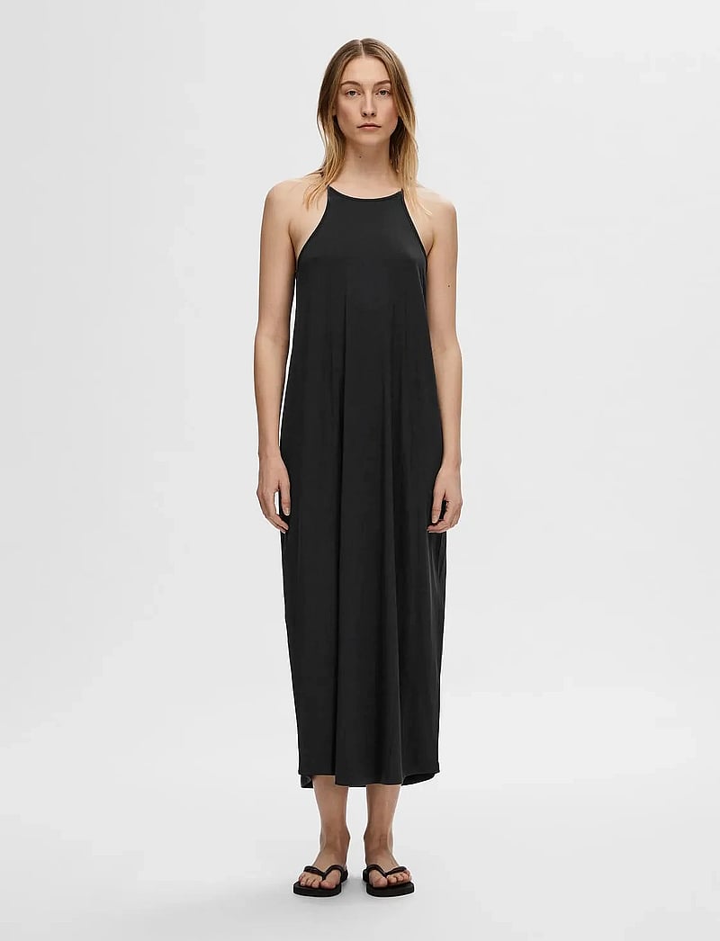 Selected - SLFANOLA SL ANKLE DRESS - slip dresses - black - 3