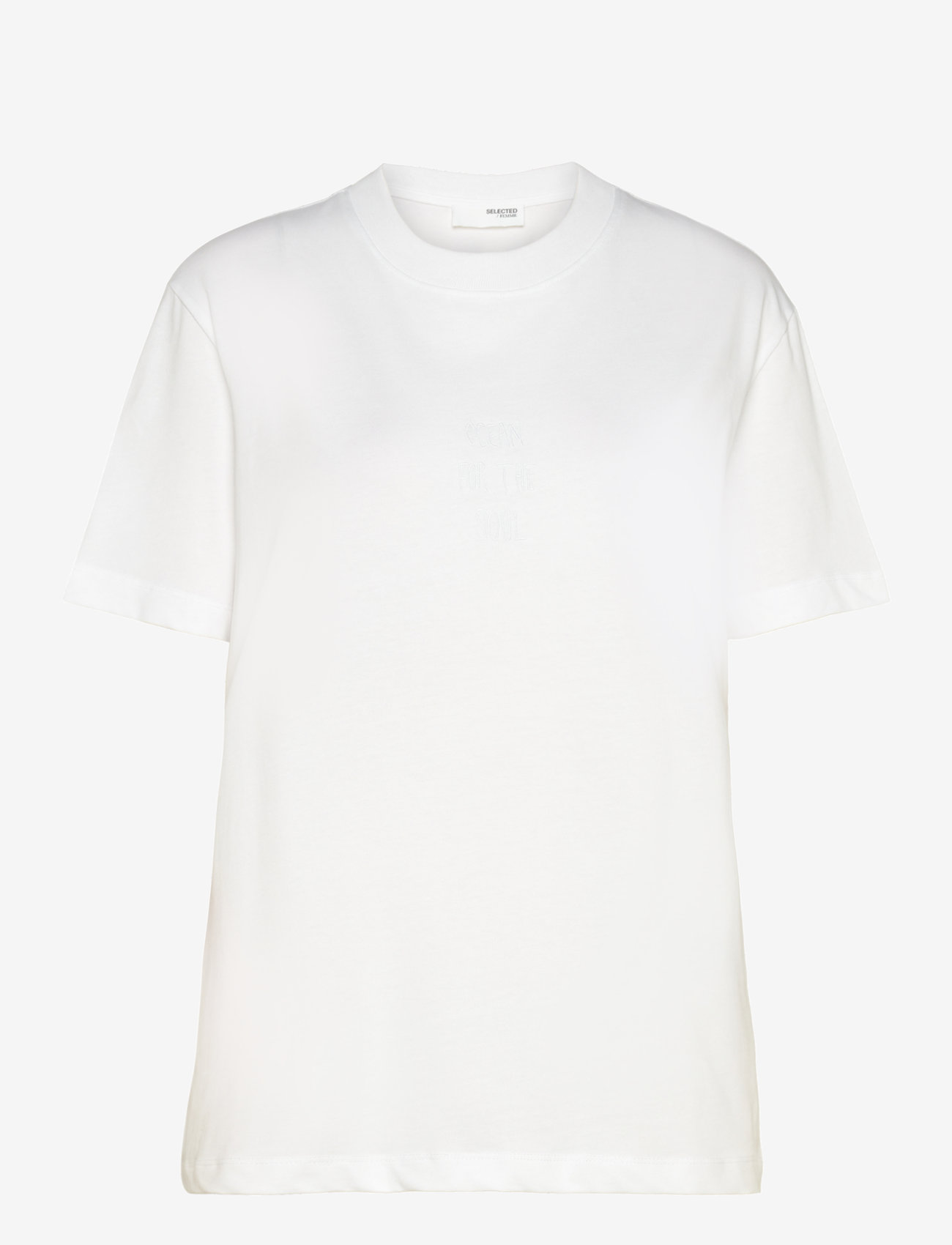 Selected - SLFARIA SS EMBROIDERY TEE - t-särgid - bright white - 0