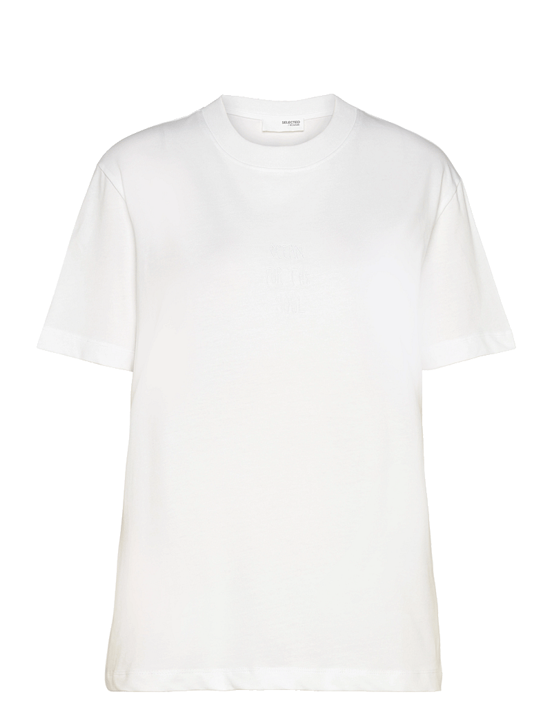 Selected - SLFARIA SS EMBROIDERY TEE - t-särgid - bright white - 0