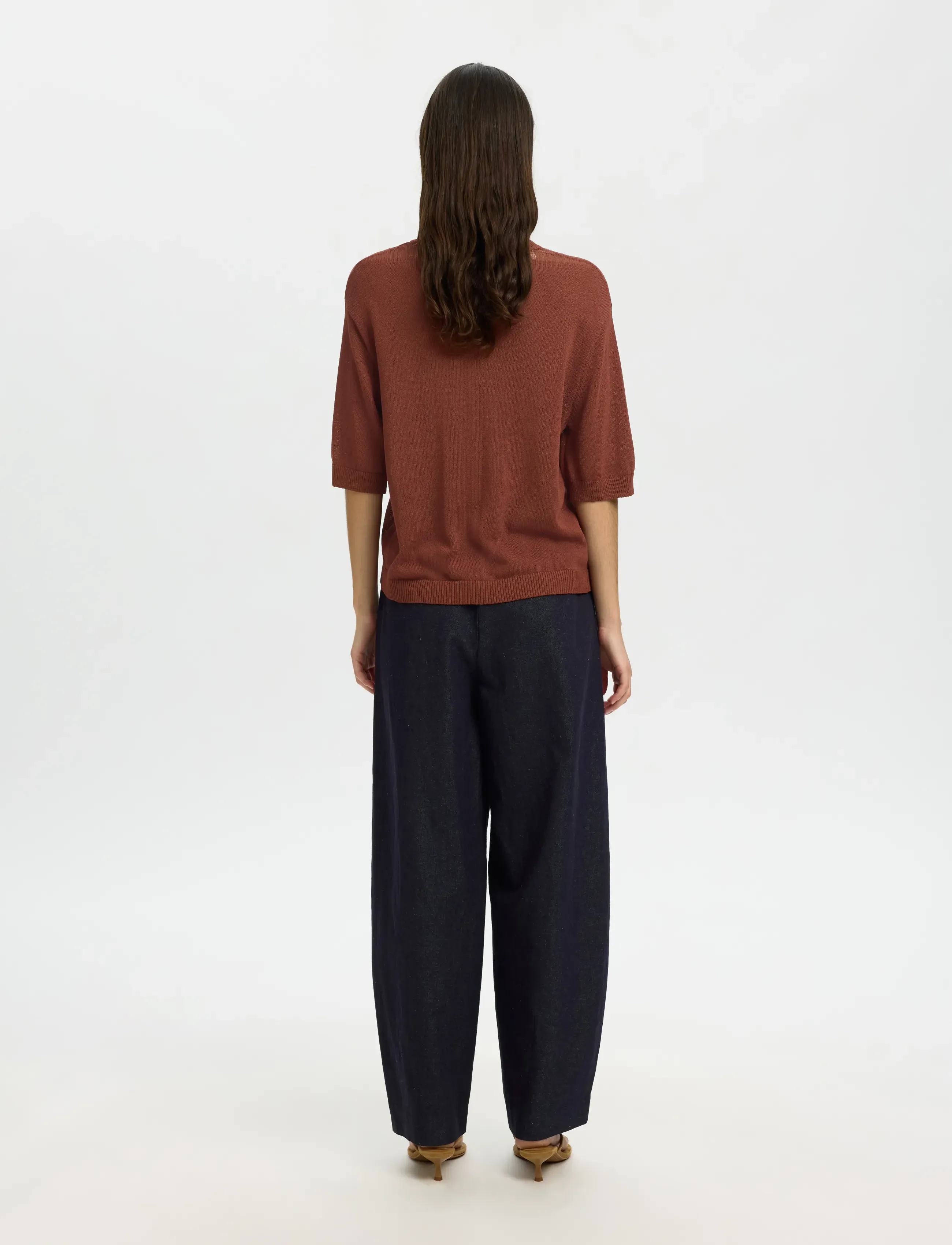 Selected - SLFMOON SUS 2/4 KNIT - t-shirts - cherry mahogany - 2