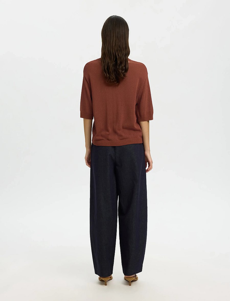 Selected - SLFMOON SUS 2/4 KNIT - stuttermarbolir - cherry mahogany - 2