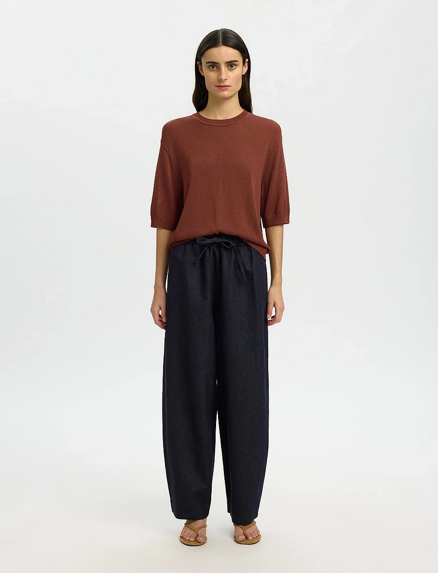 Selected - SLFMOON SUS 2/4 KNIT - stuttermarbolir - cherry mahogany - 3