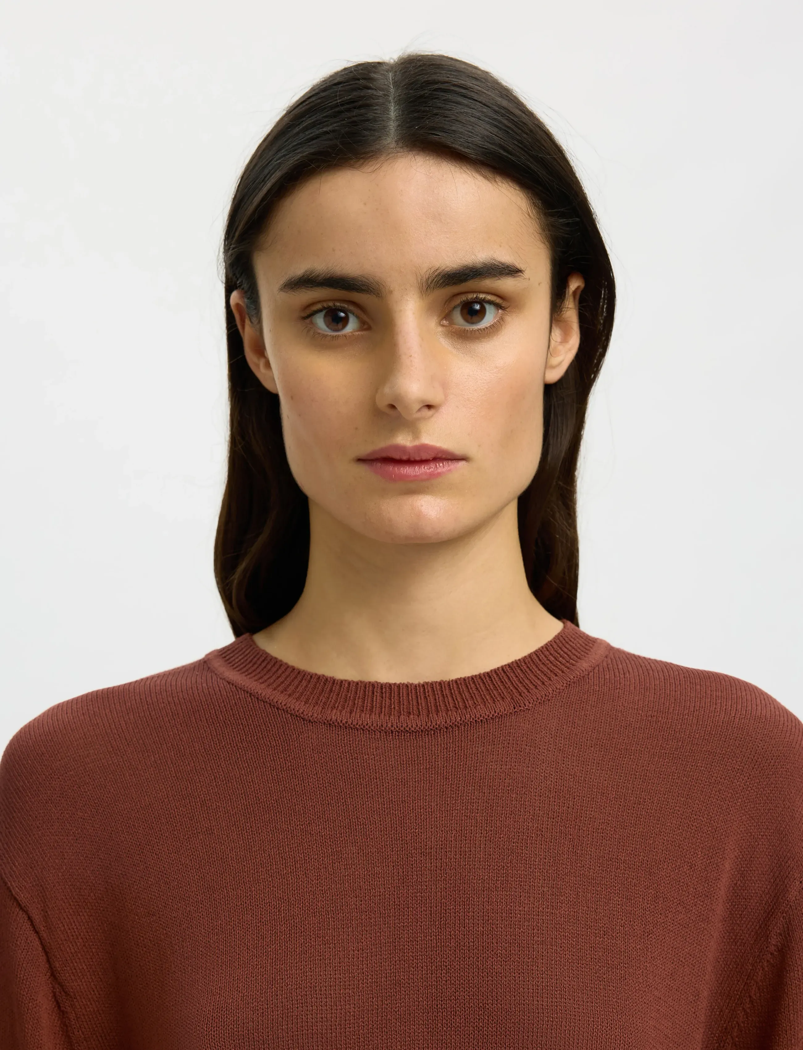 Selected - SLFMOON SUS 2/4 KNIT - t-shirts - cherry mahogany - 4