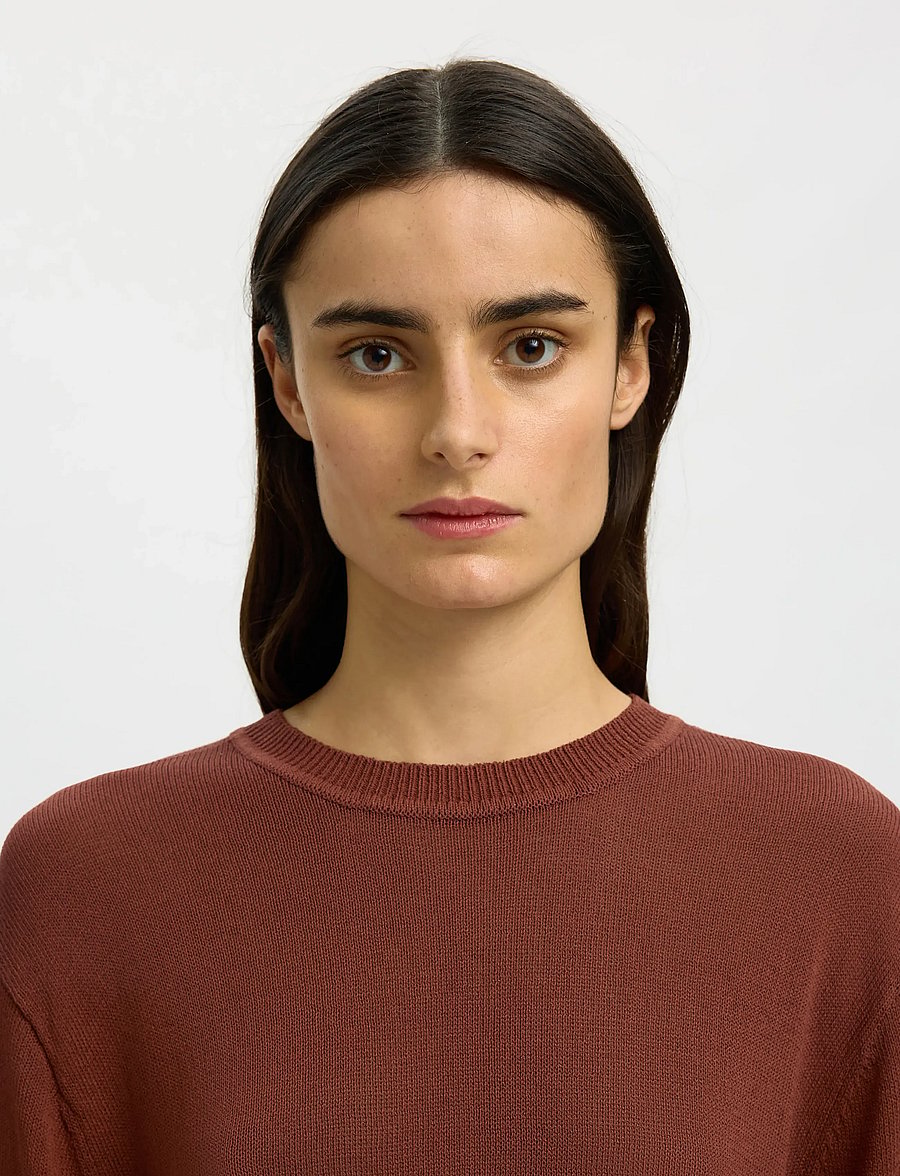 Selected - SLFMOON SUS 2/4 KNIT - stuttermarbolir - cherry mahogany - 4