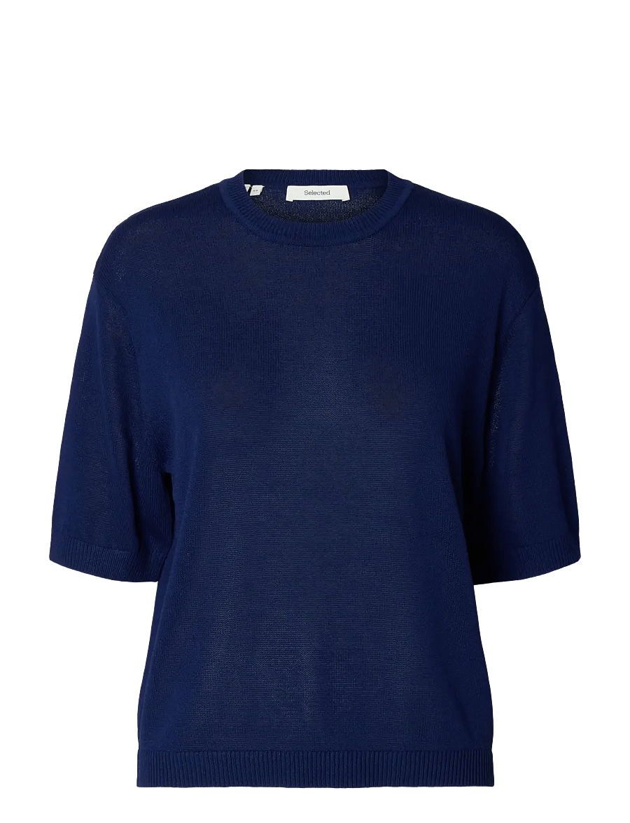Selected - SLFMOON SUS 2/4 KNIT - t-särgid - ocean cavern - 1