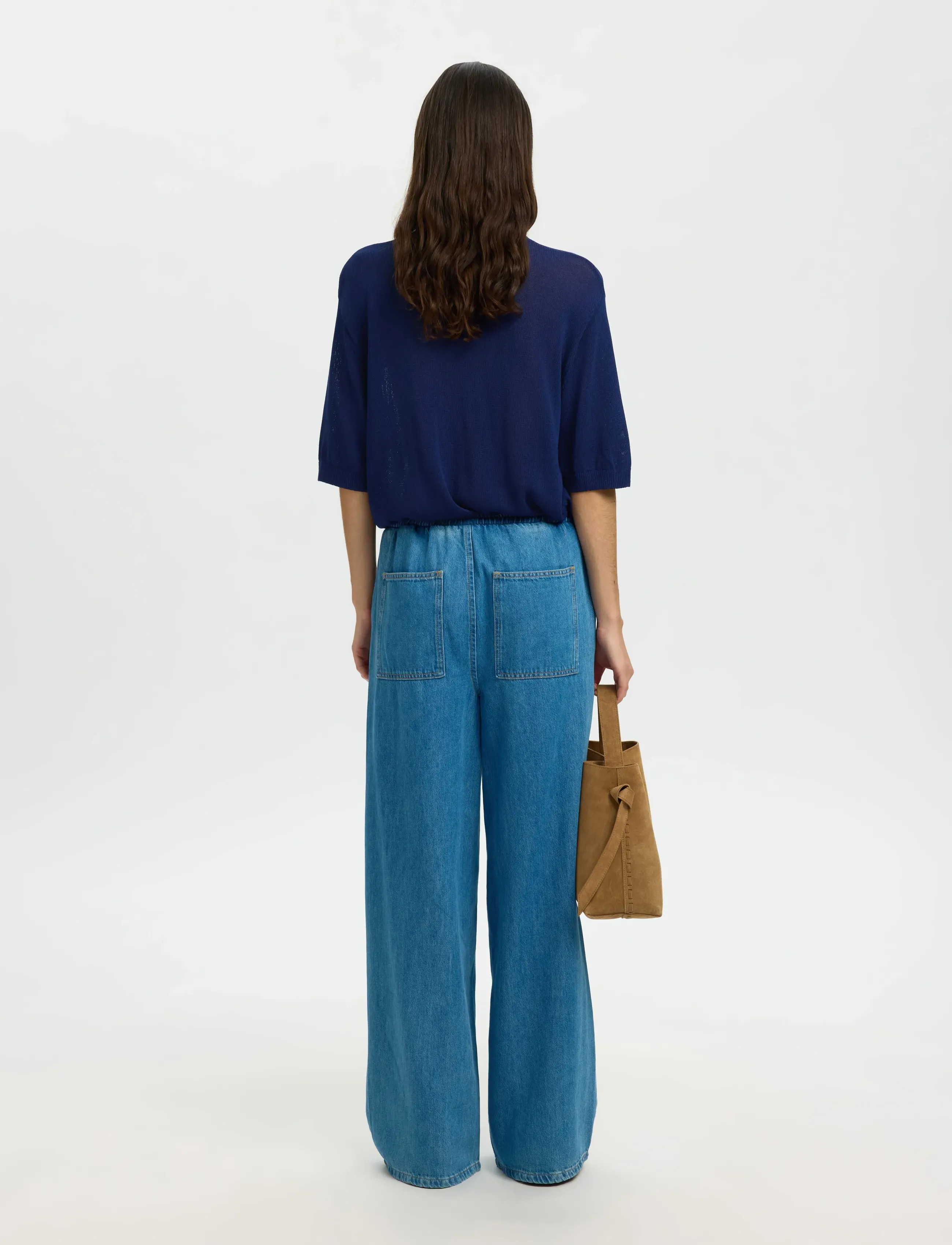 Selected - SLFMOON SUS 2/4 KNIT - t-shirts - ocean cavern - 2