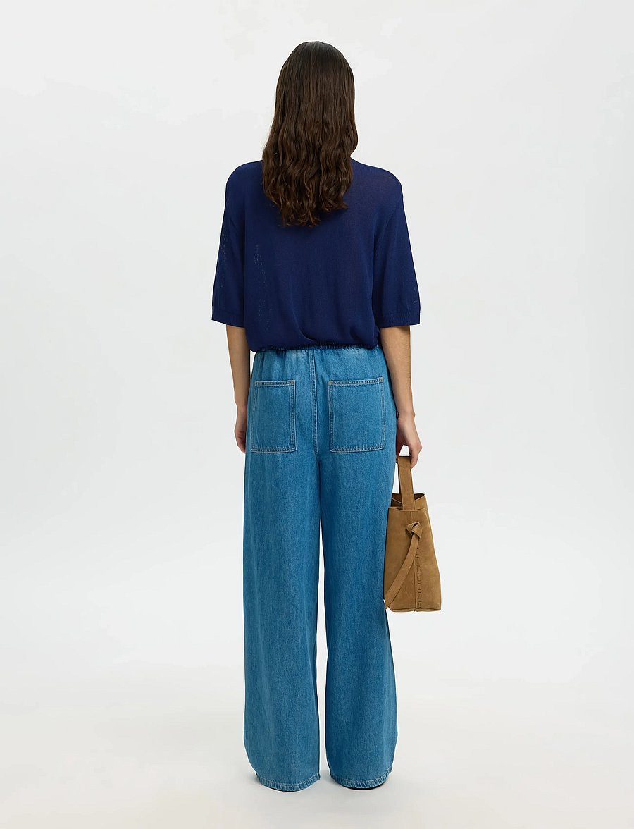 Selected - SLFMOON SUS 2/4 KNIT - t-särgid - ocean cavern - 2