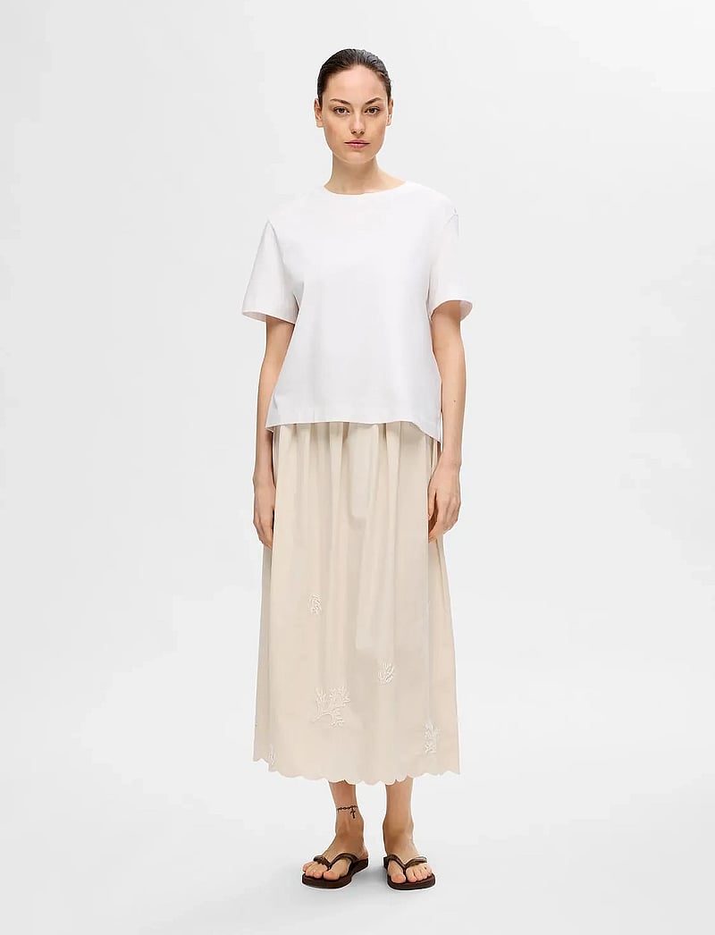 Selected - SLFMELLI HW ANKLE SKIRT B - maxi röcke - sandshell - 4