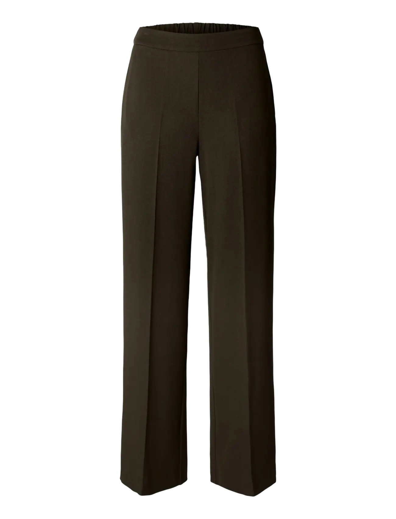 Selected SLFEMMA-TARA MW WIDE PANT NOOS - Trousers - DELICIOSO / brown