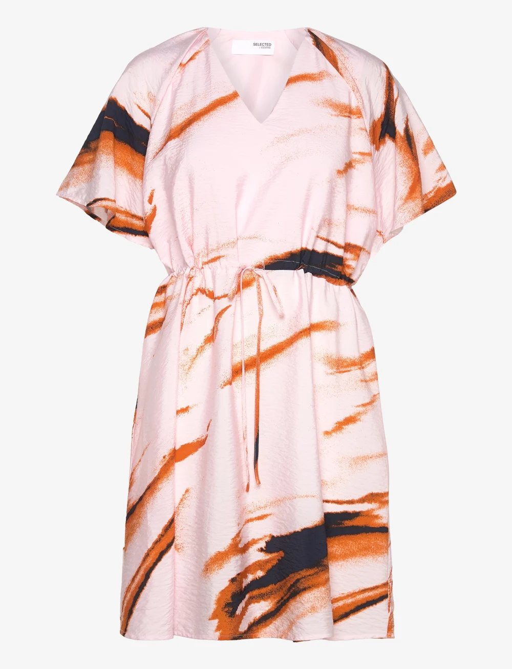 Selected - SLFATTIA SS AOP V-NECK SHORT DRESS B - festkjoler - cradle pink - 1