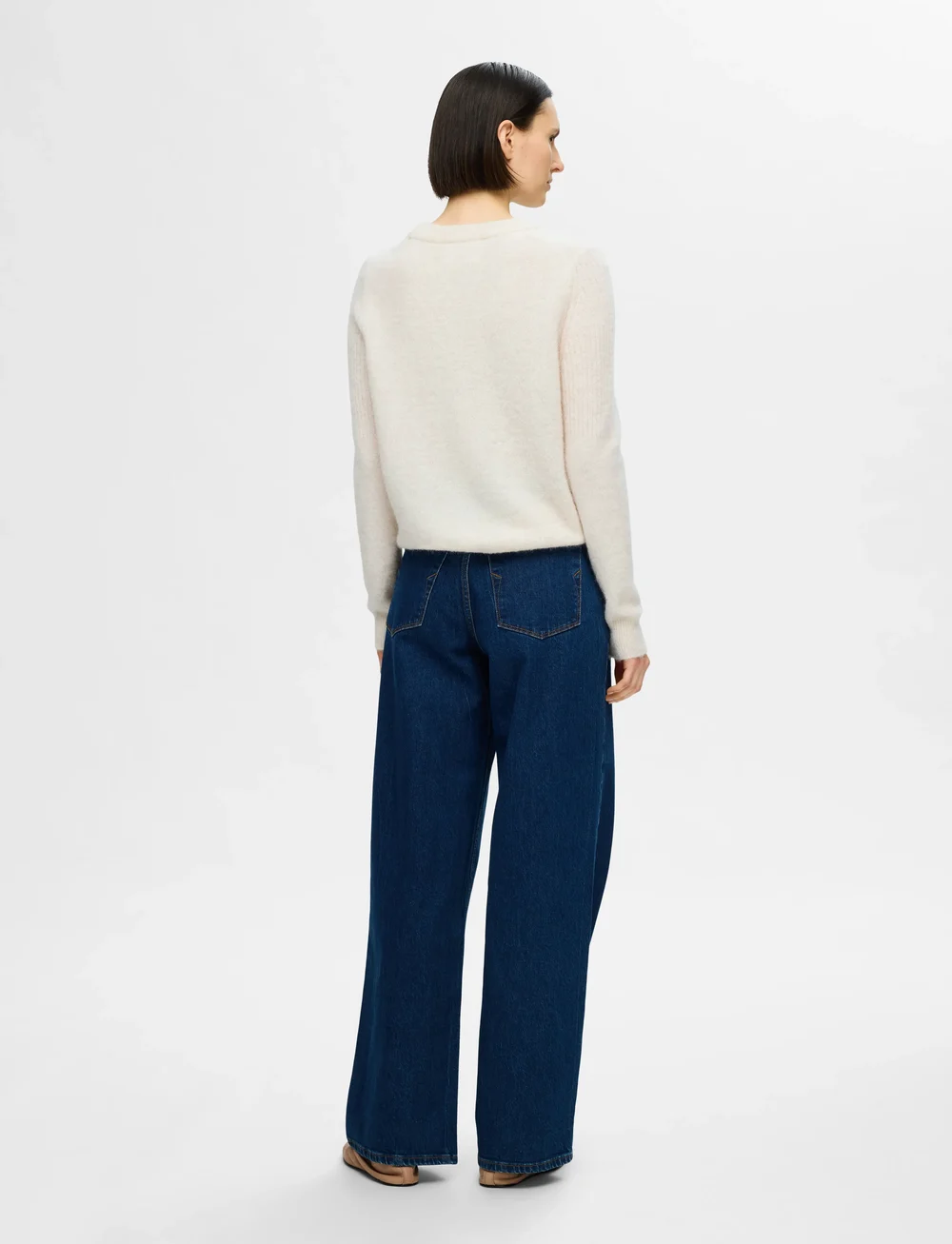 Selected - SLFSIA RAS LS KNIT O-NECK NOOS - striktrøjer - birch - 3