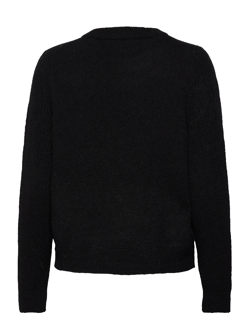 Selected - SLFSIA RAS LS KNIT O-NECK NOOS - pullover - black - 1