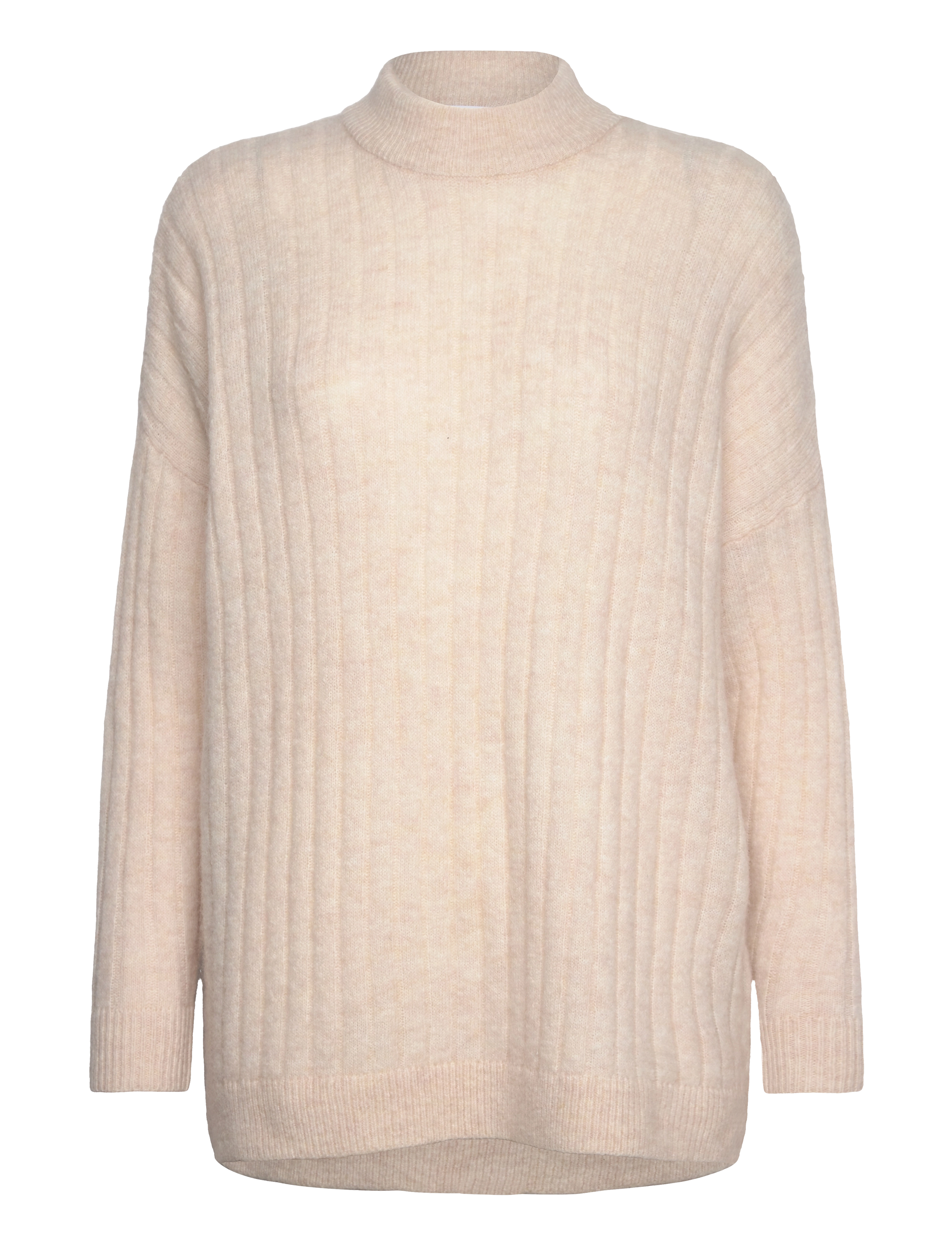Selected SLFMALINE LS KNIT HIGH NECK NOOS - Trøjer - BIRCH / beige