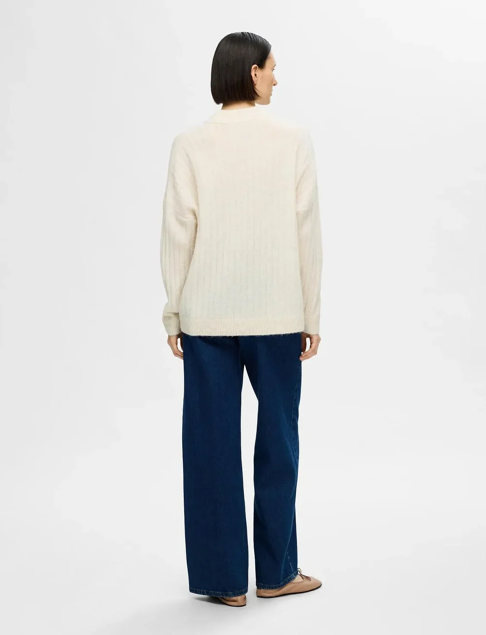 Selected - SLFMALINE LS KNIT HIGH NECK NOOS - stickade tröjor - birch - 3