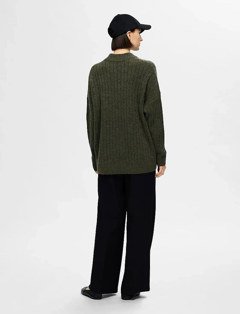 Selected - SLFMALINE LS KNIT HIGH NECK NOOS - stickade tröjor - kalamata - 3