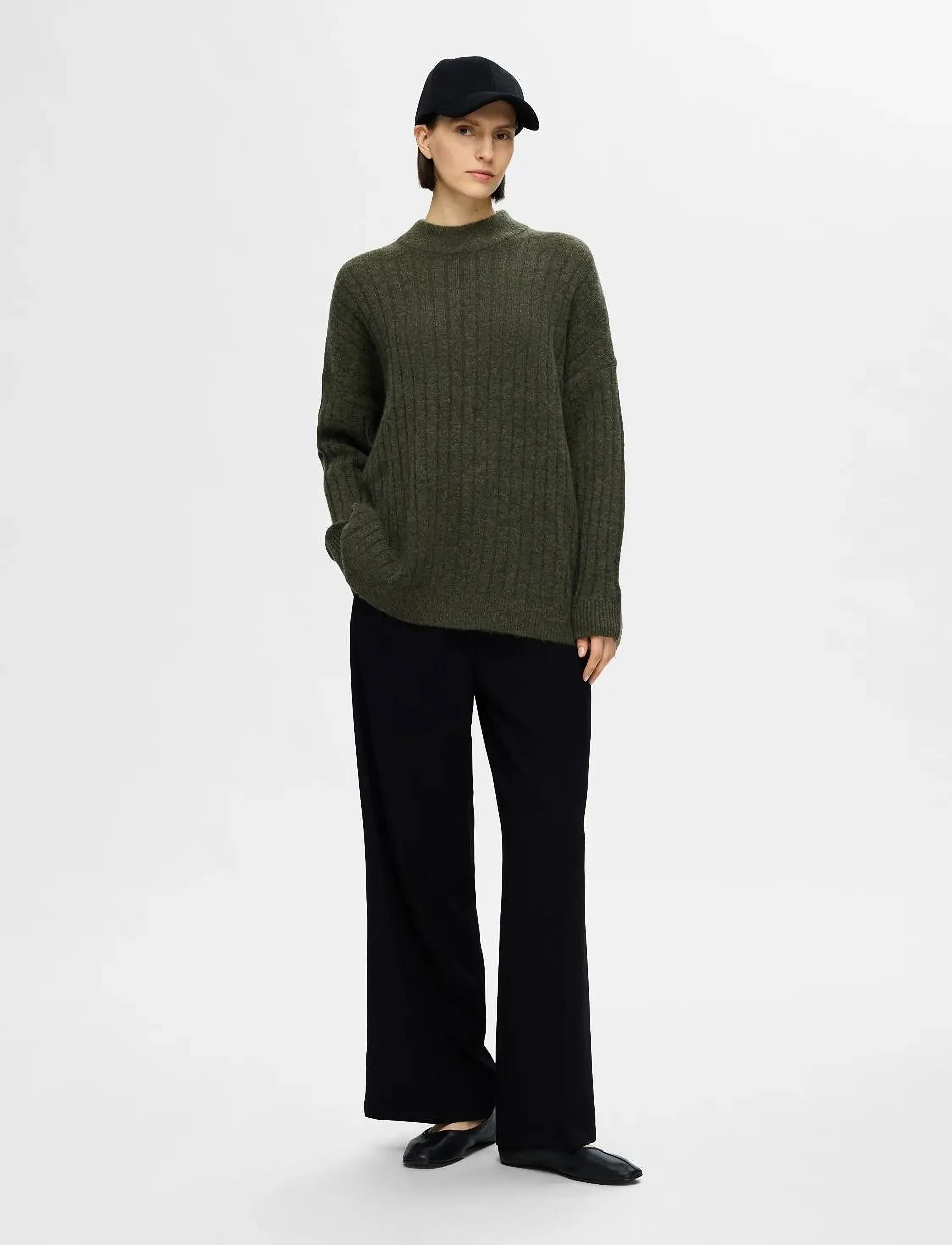 Selected - SLFMALINE LS KNIT HIGH NECK NOOS - trøjer - kalamata - 5