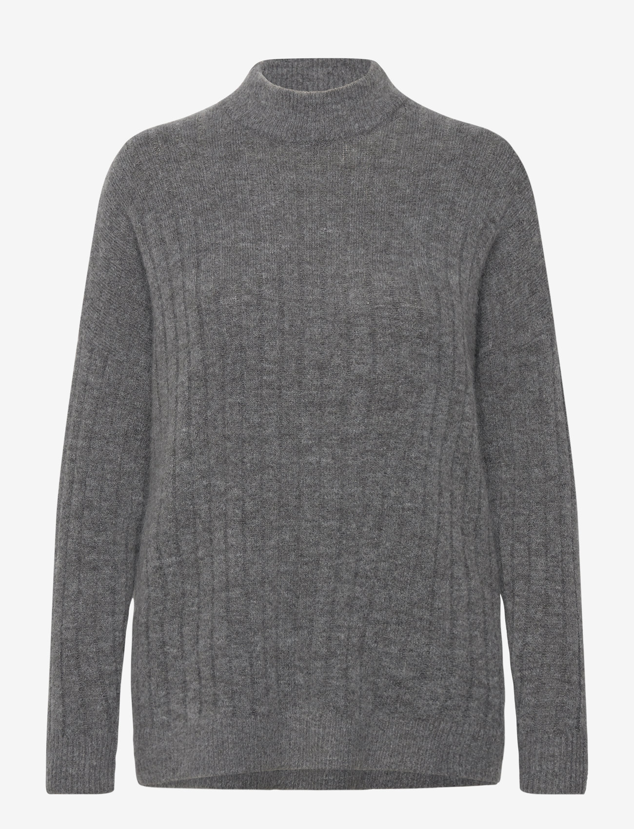 Selected - SLFMALINE LS KNIT HIGH NECK NOOS - pullover - medium grey melange - 1