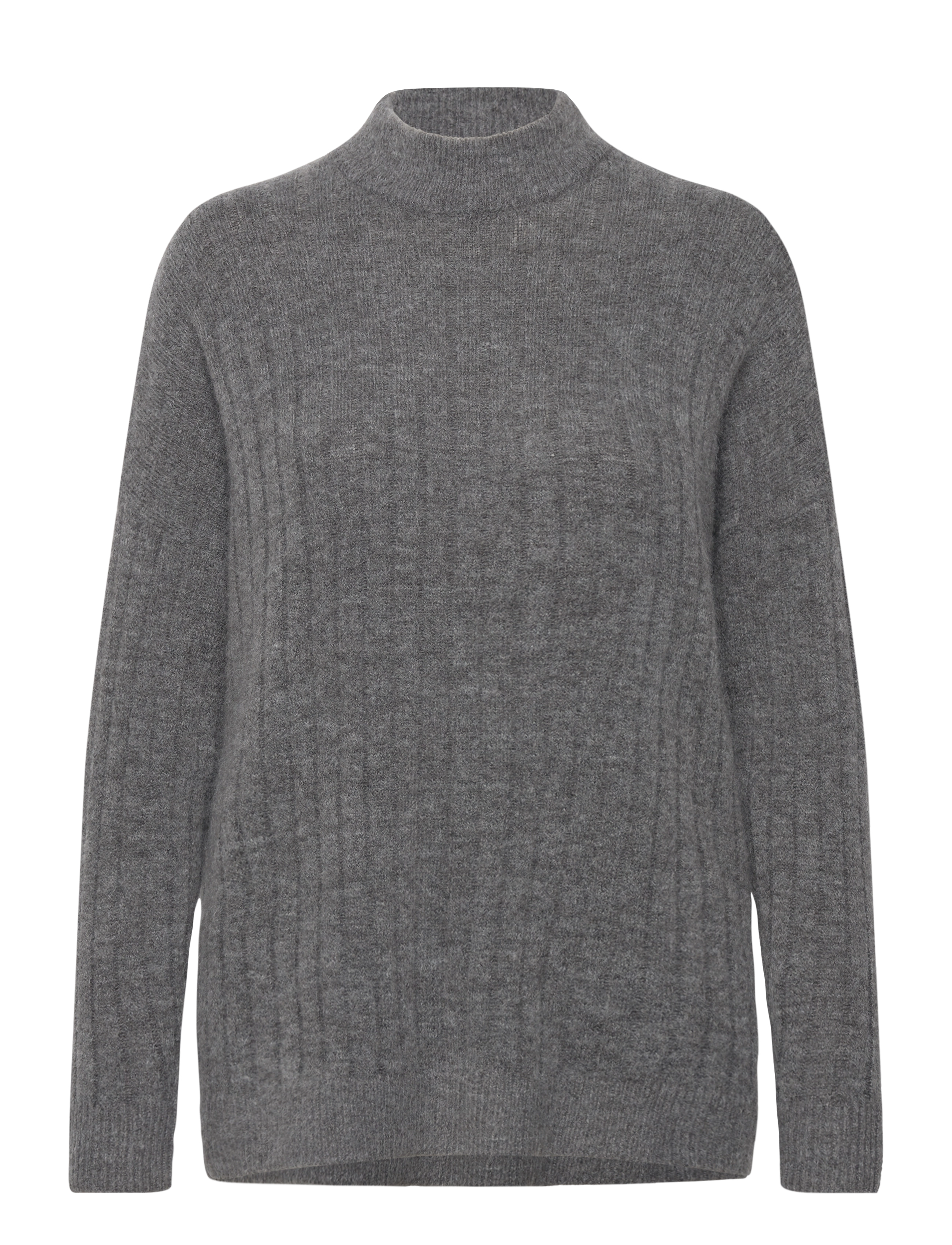 Selected SLFMALINE LS KNIT HIGH NECK NOOS - Trøjer - MEDIUM GREY MELANGE / grey