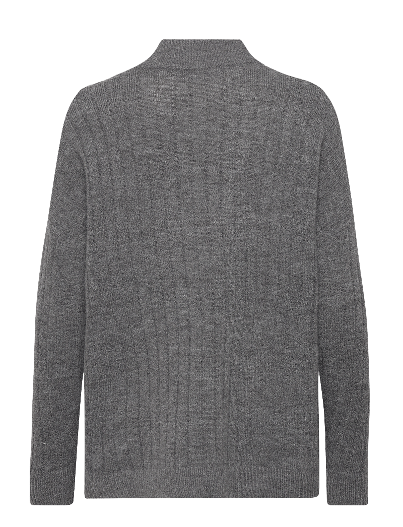 Selected - SLFMALINE LS KNIT HIGH NECK NOOS - stickade tröjor - medium grey melange - 2