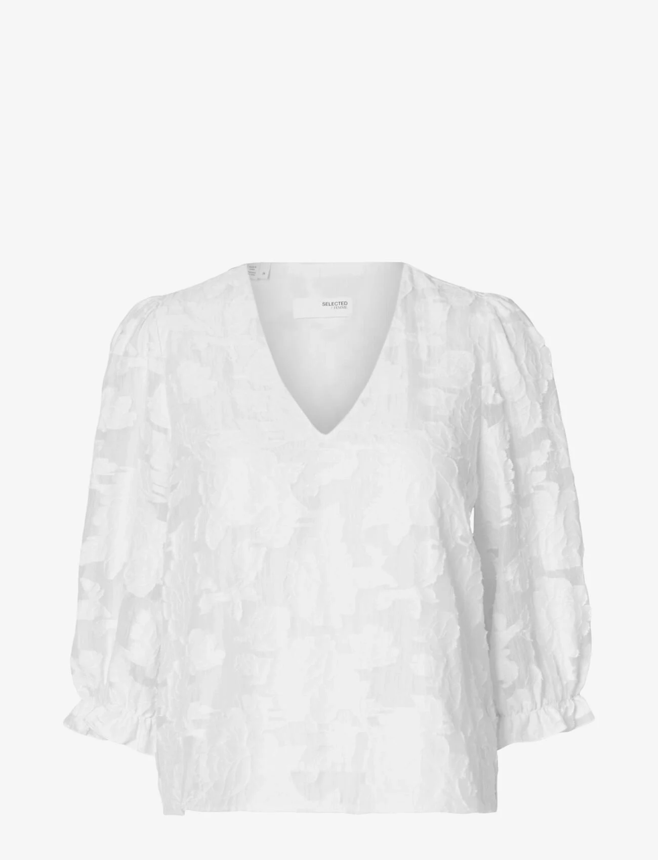 Selected Femme - SLFCATHI-SADIE 3/4 TOP FF - blouses korte mouwen - bright white - 0