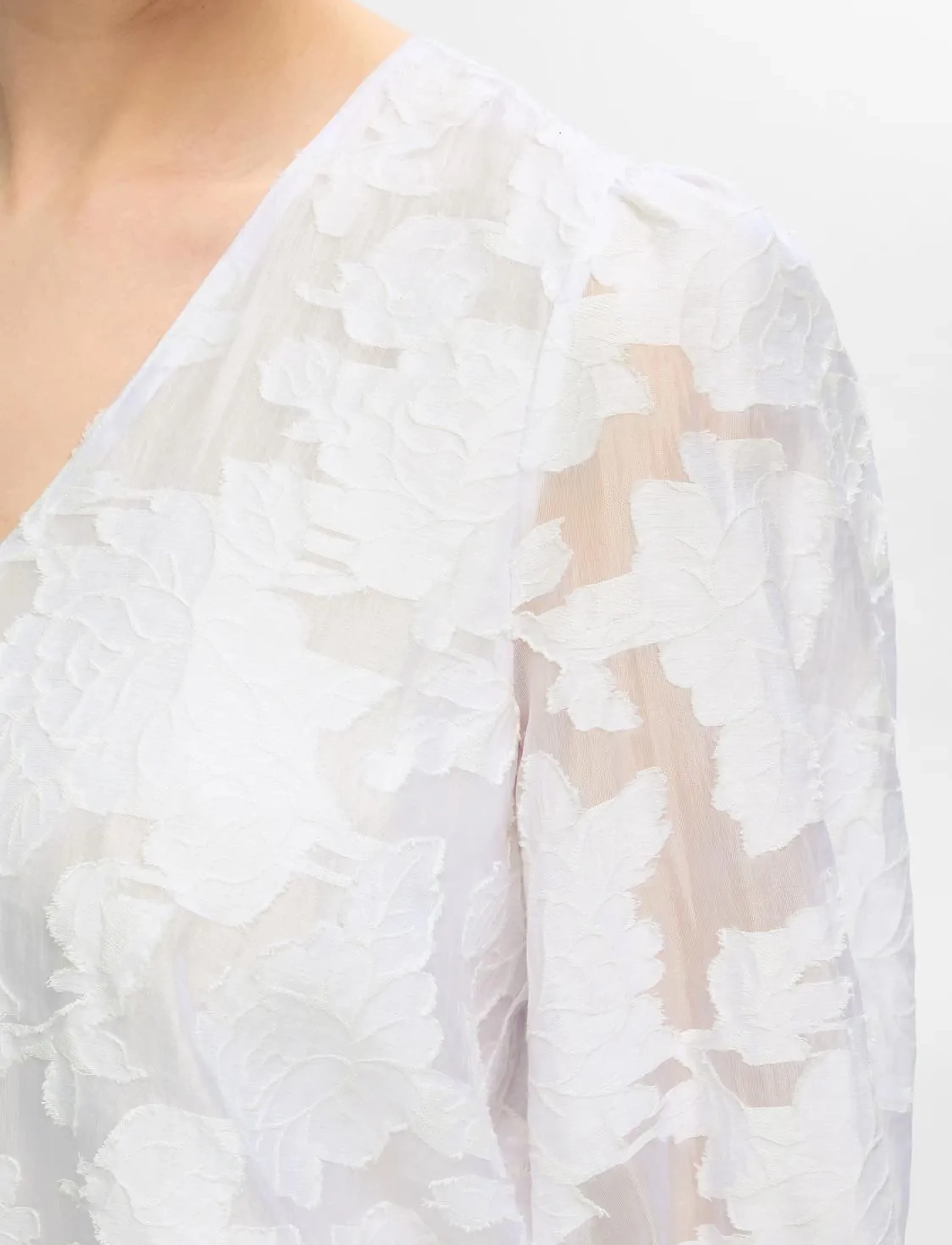 Selected - SLFCATHI-SADIE 3/4 TOP FF - kortærmede bluser - bright white - 3