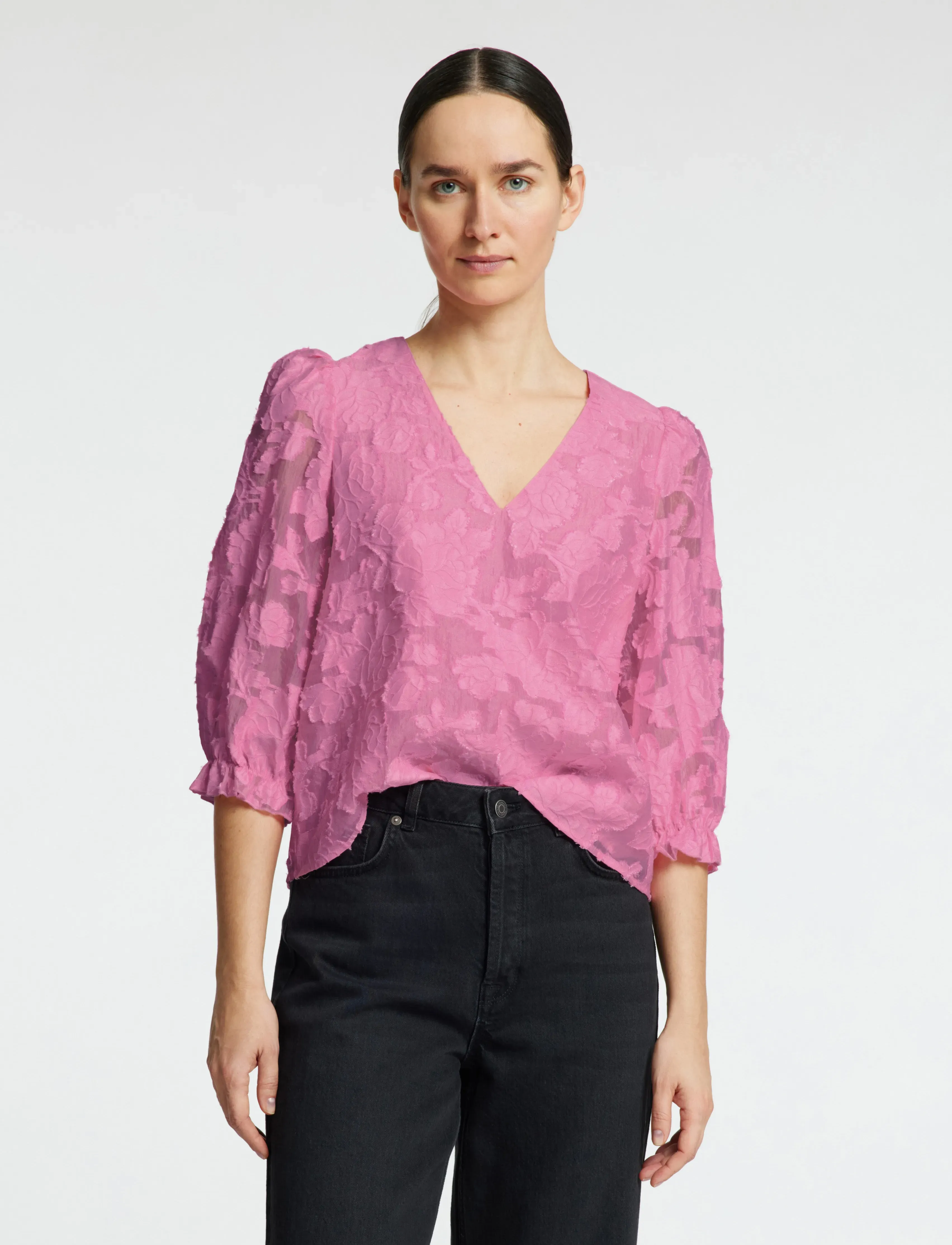Selected SLFCATHI-SADIE 3/4 TOP FF - Blusen - ROSEBLOOM / pink/rose