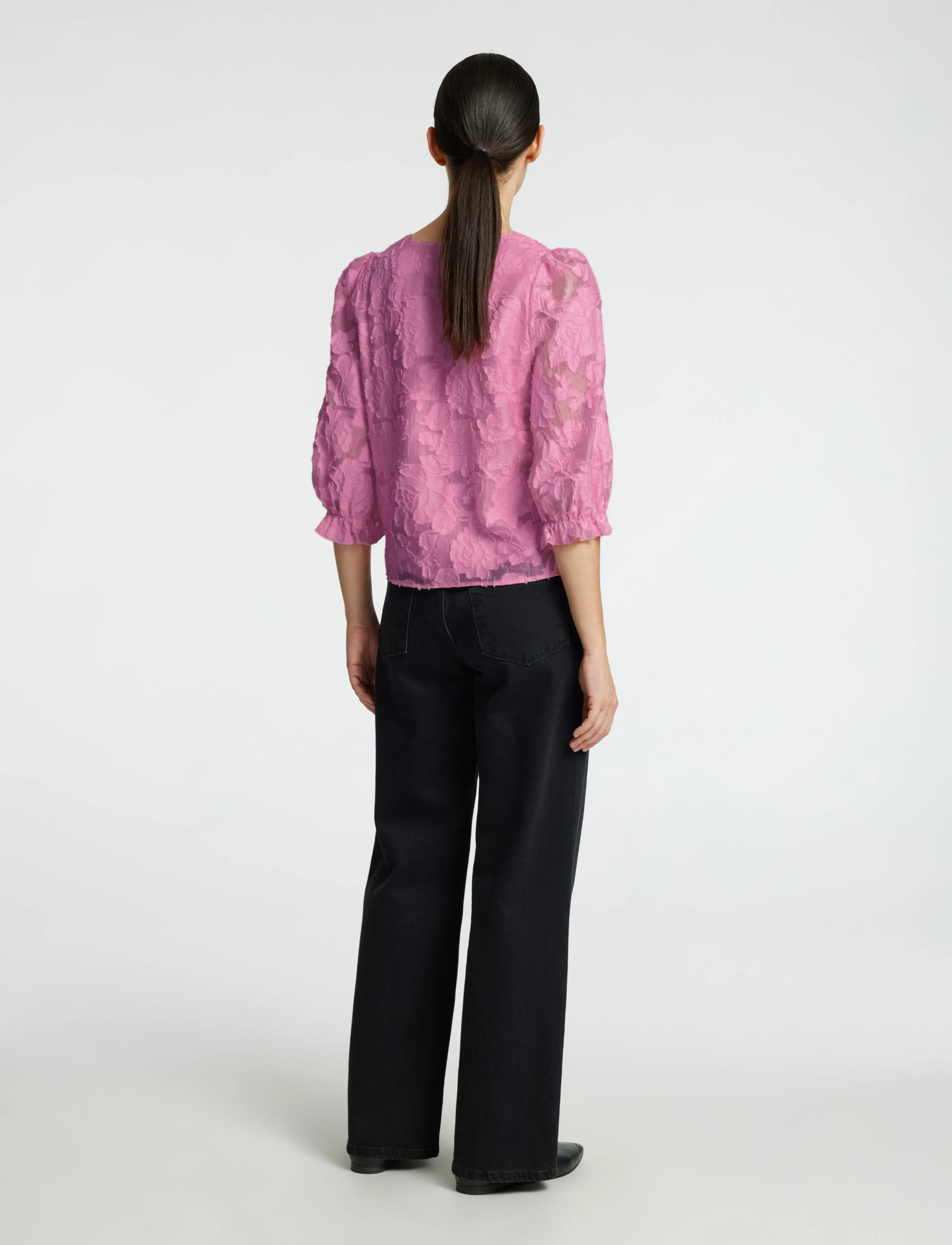 Selected - SLFCATHI-SADIE 3/4 TOP FF - kortærmede bluser - rosebloom - 2