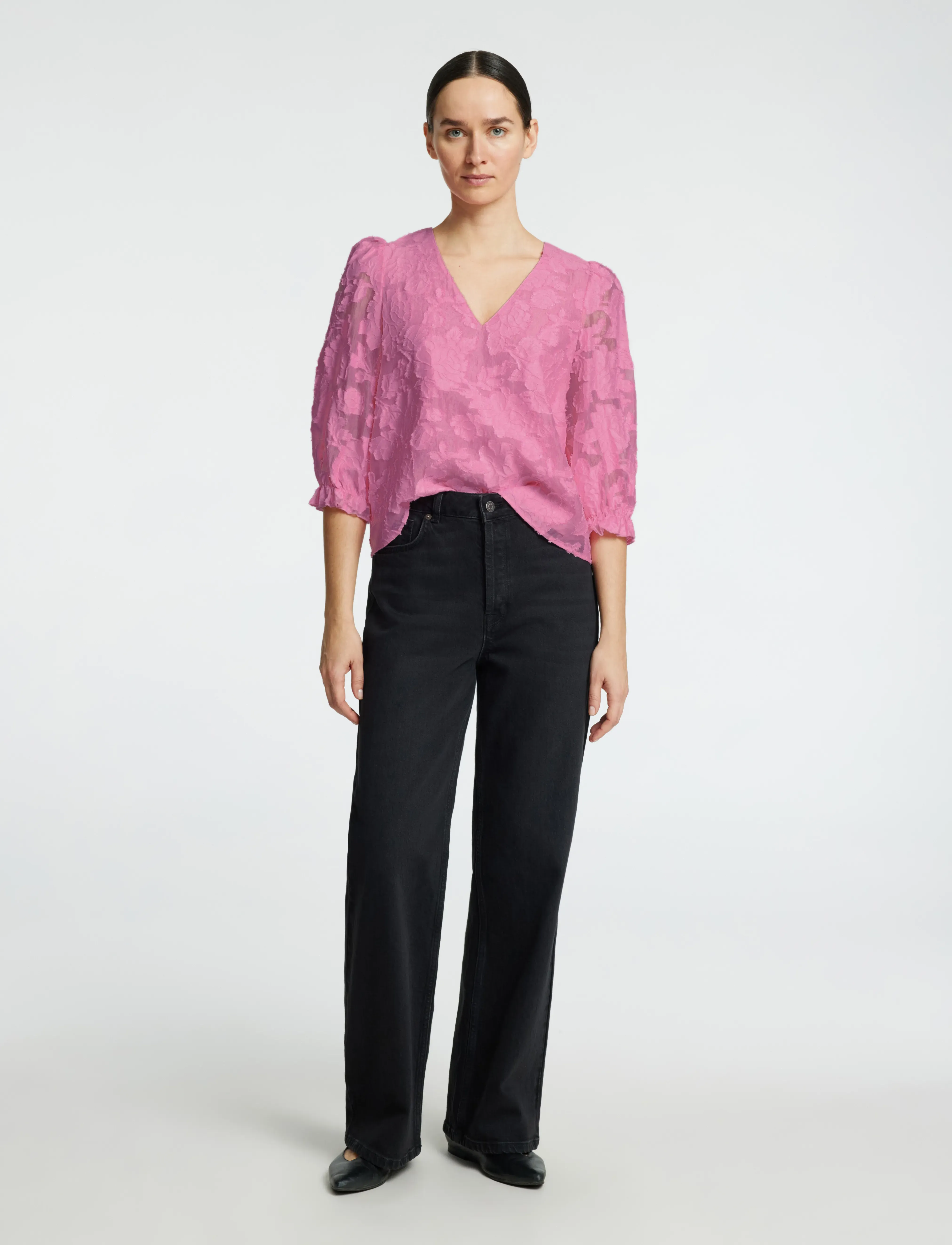 Selected - SLFCATHI-SADIE 3/4 TOP FF - kortærmede bluser - rosebloom - 3