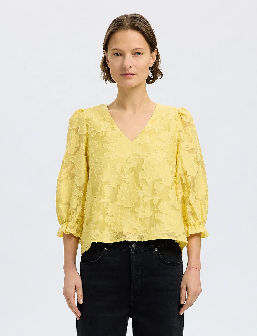 Selected - SLFCATHI-SADIE 3/4 TOP FF - kurzärmelige blusen - sundress - 0