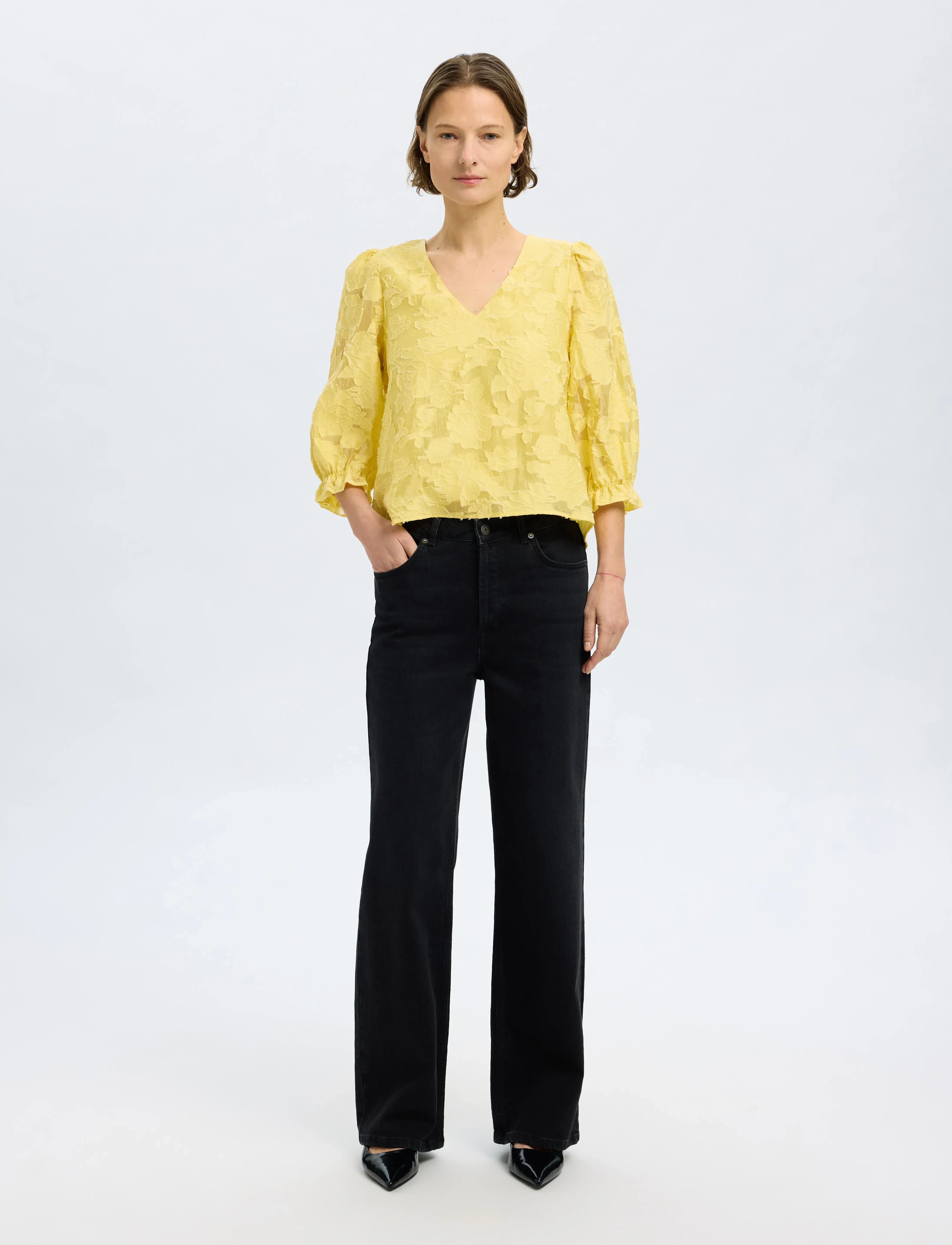 Selected - SLFCATHI-SADIE 3/4 TOP FF - kurzämlige blusen - sundress - 3