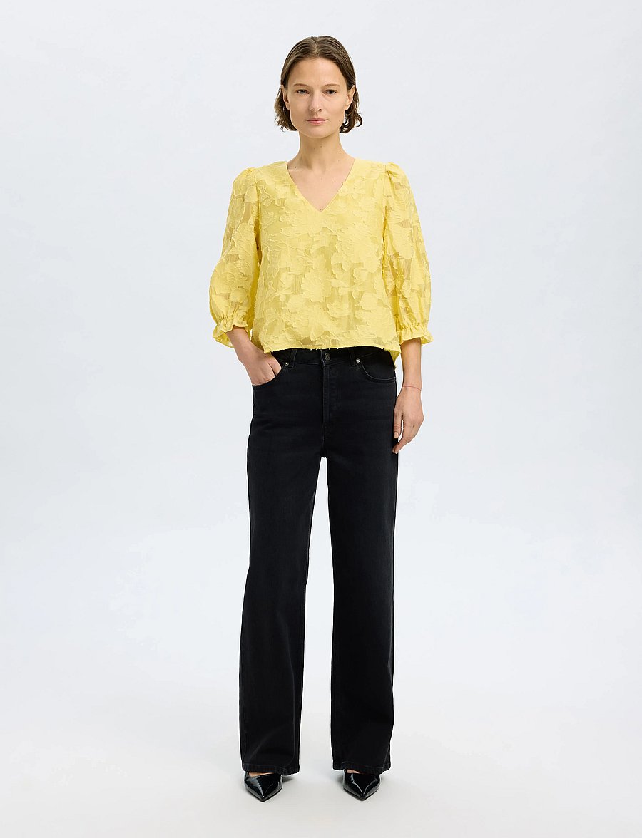Selected - SLFCATHI-SADIE 3/4 TOP FF - kurzärmelige blusen - sundress - 3