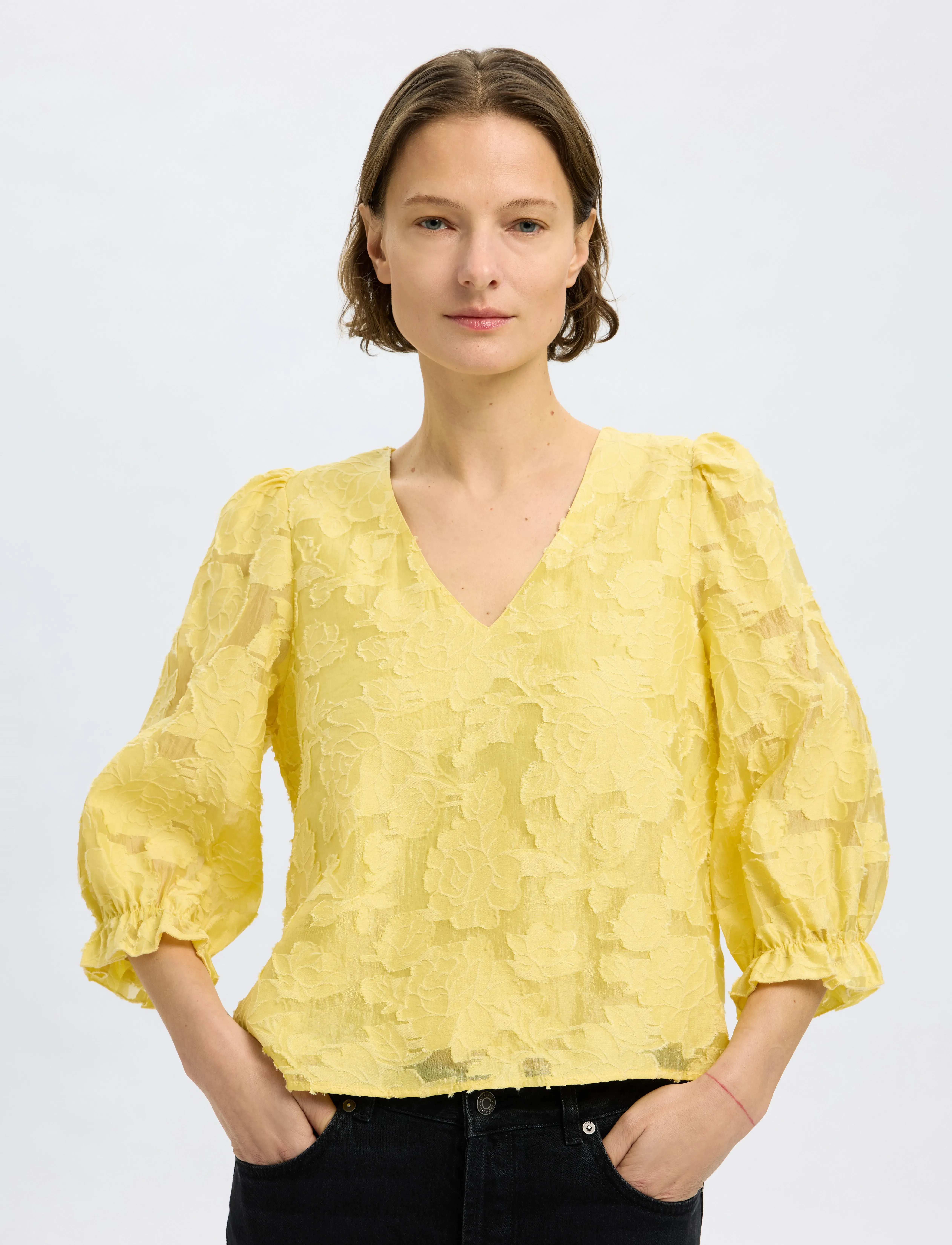 Selected - SLFCATHI-SADIE 3/4 TOP FF - kurzämlige blusen - sundress - 4