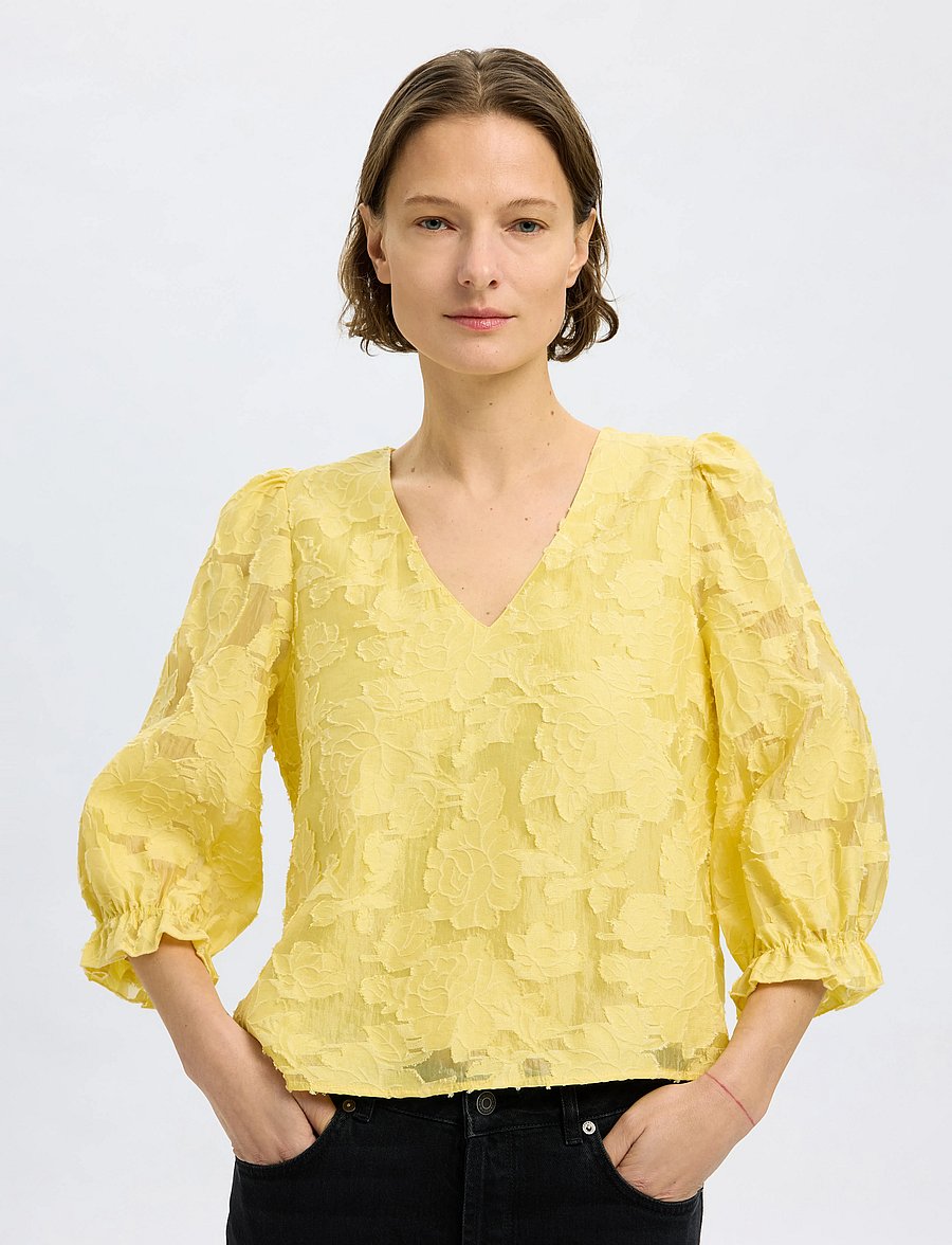 Selected - SLFCATHI-SADIE 3/4 TOP FF - kurzärmelige blusen - sundress - 4
