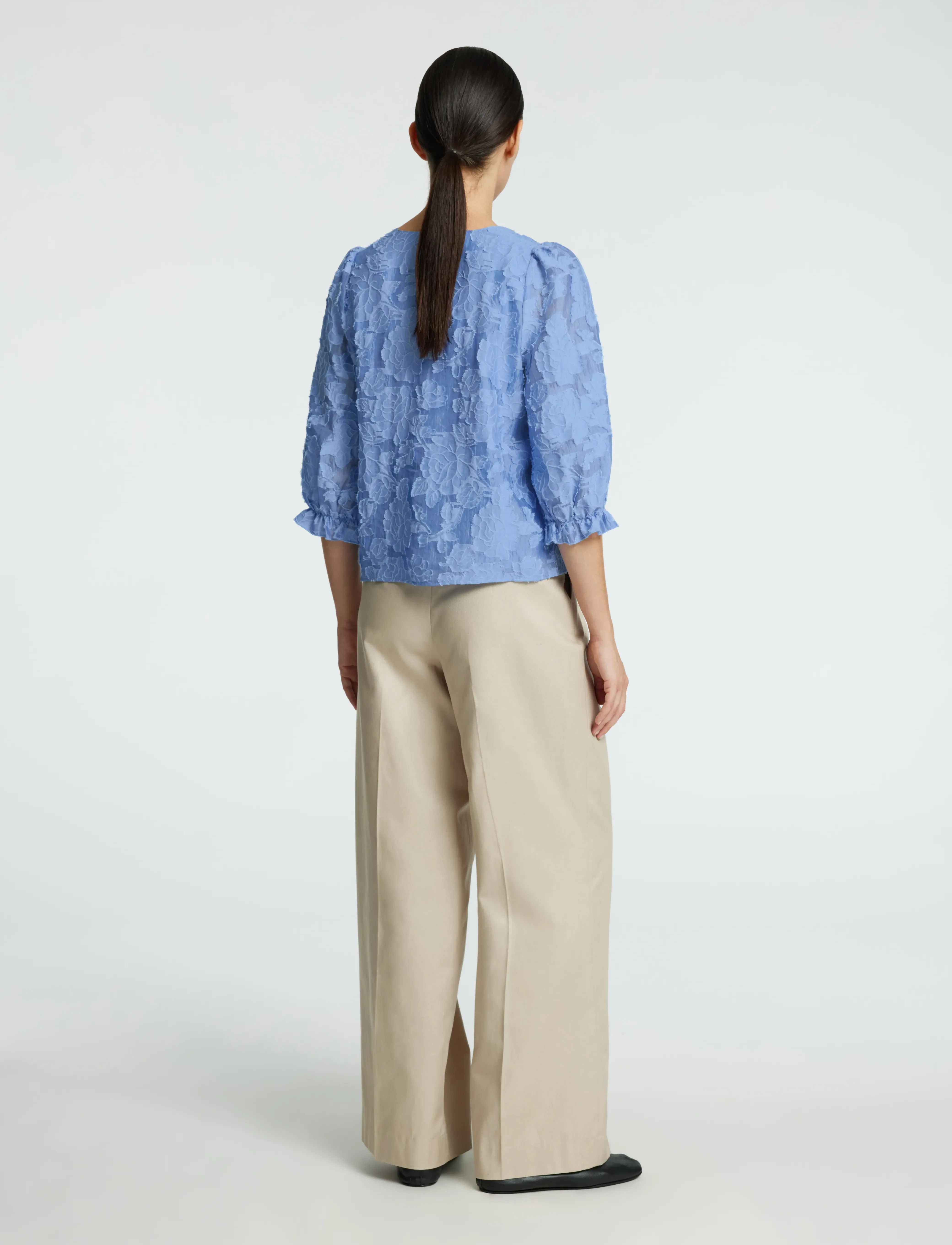 Selected - SLFCATHI-SADIE 3/4 TOP FF - kortærmede bluser - vista blue - 2