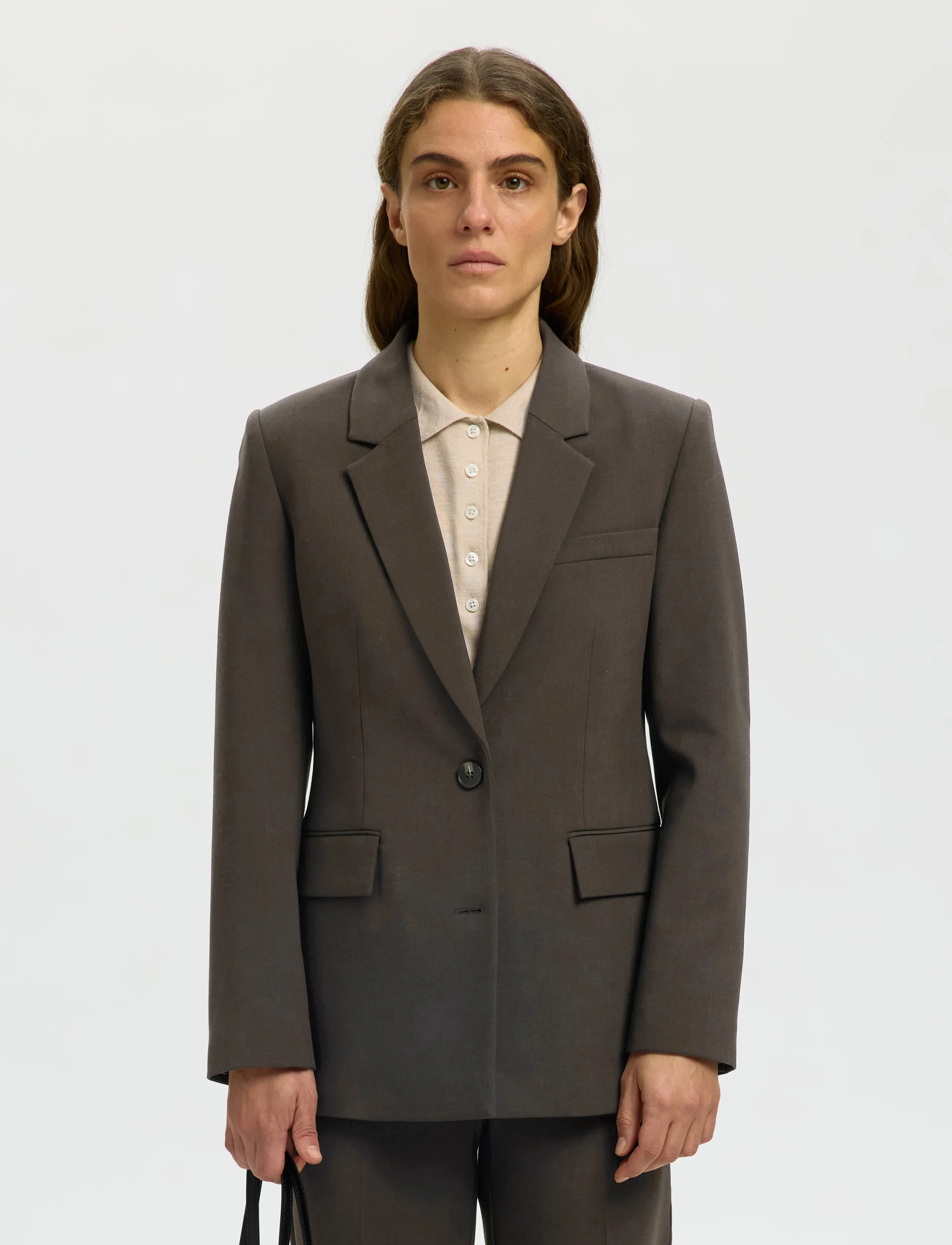 Selected SLWRITA LS CLASSIC BLAZER MEL NOOS - Blazere - DELICIOSO / brown