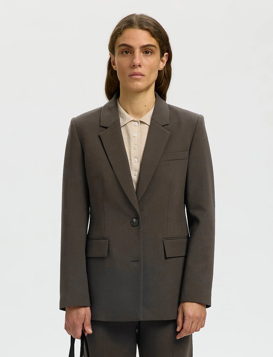 Selected - SLWRITA LS CLASSIC BLAZER MEL NOOS - enkeltradede blazere - delicioso - 0