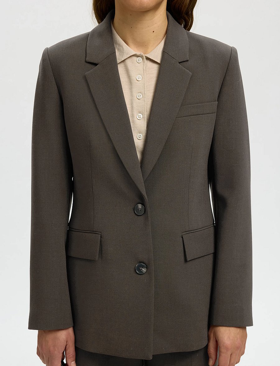 Selected - SLWRITA LS CLASSIC BLAZER MEL NOOS - enkeltradede blazere - delicioso - 4