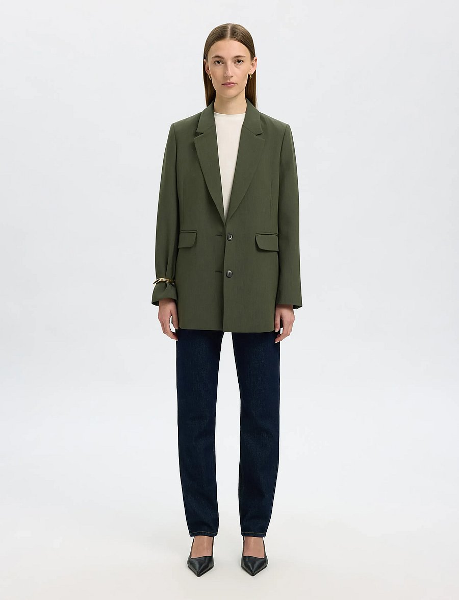Selected - SLWRITA LS RELAXED BLAZER MEL NOOS - deep depths - 4