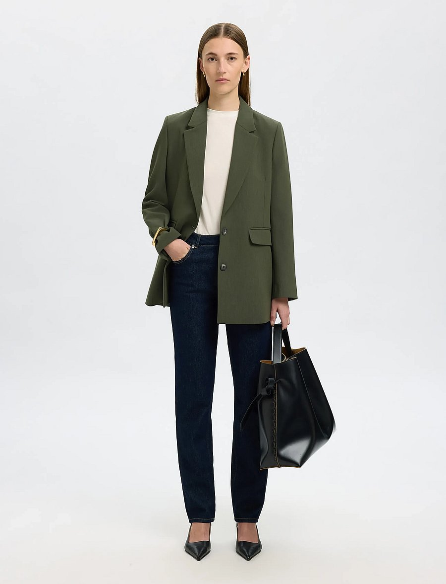 Selected - SLWRITA LS RELAXED BLAZER MEL NOOS - deep depths - 5