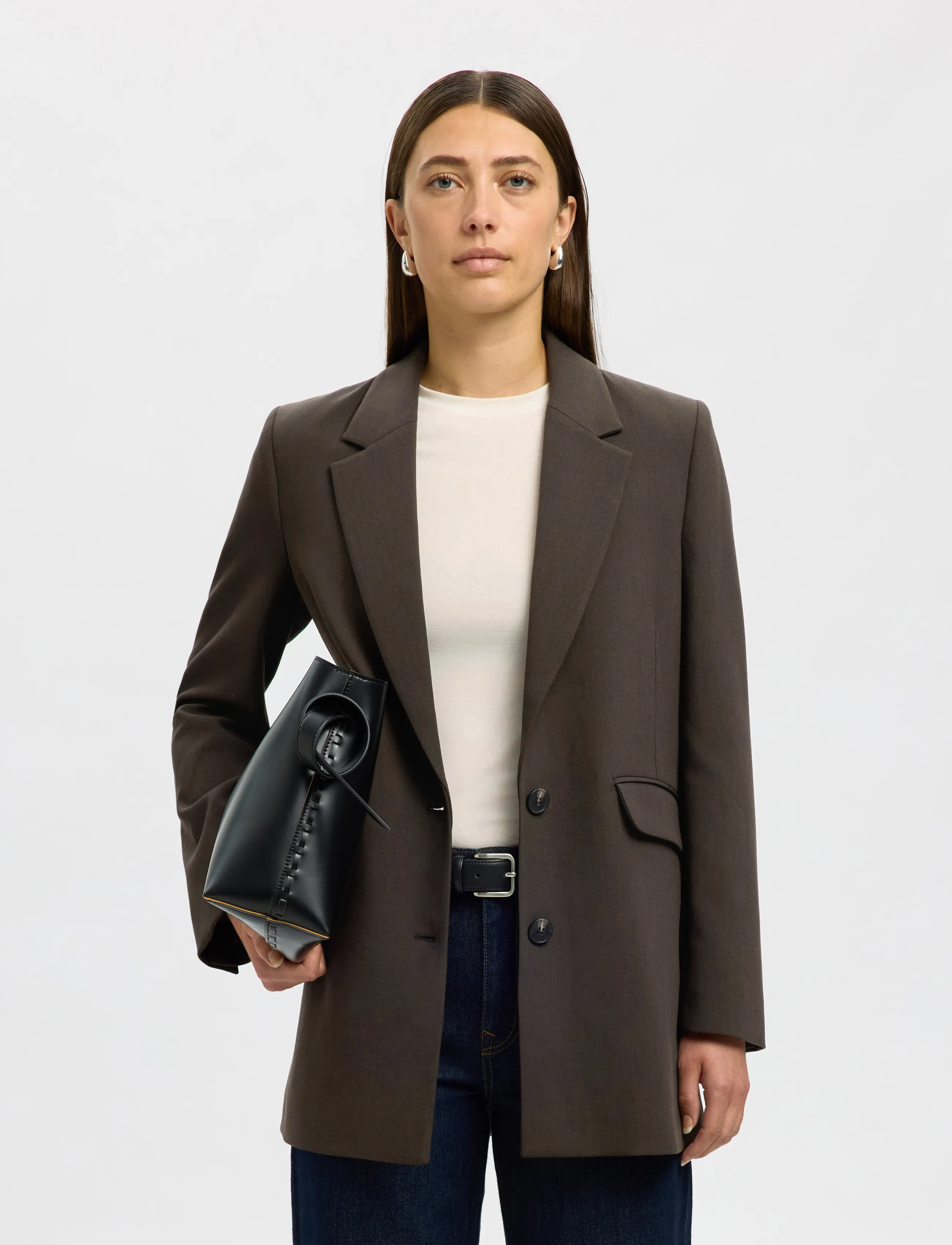 Selected SLWRITA LS RELAXED BLAZER MEL NOOS - Blazere - DELICIOSO / brown